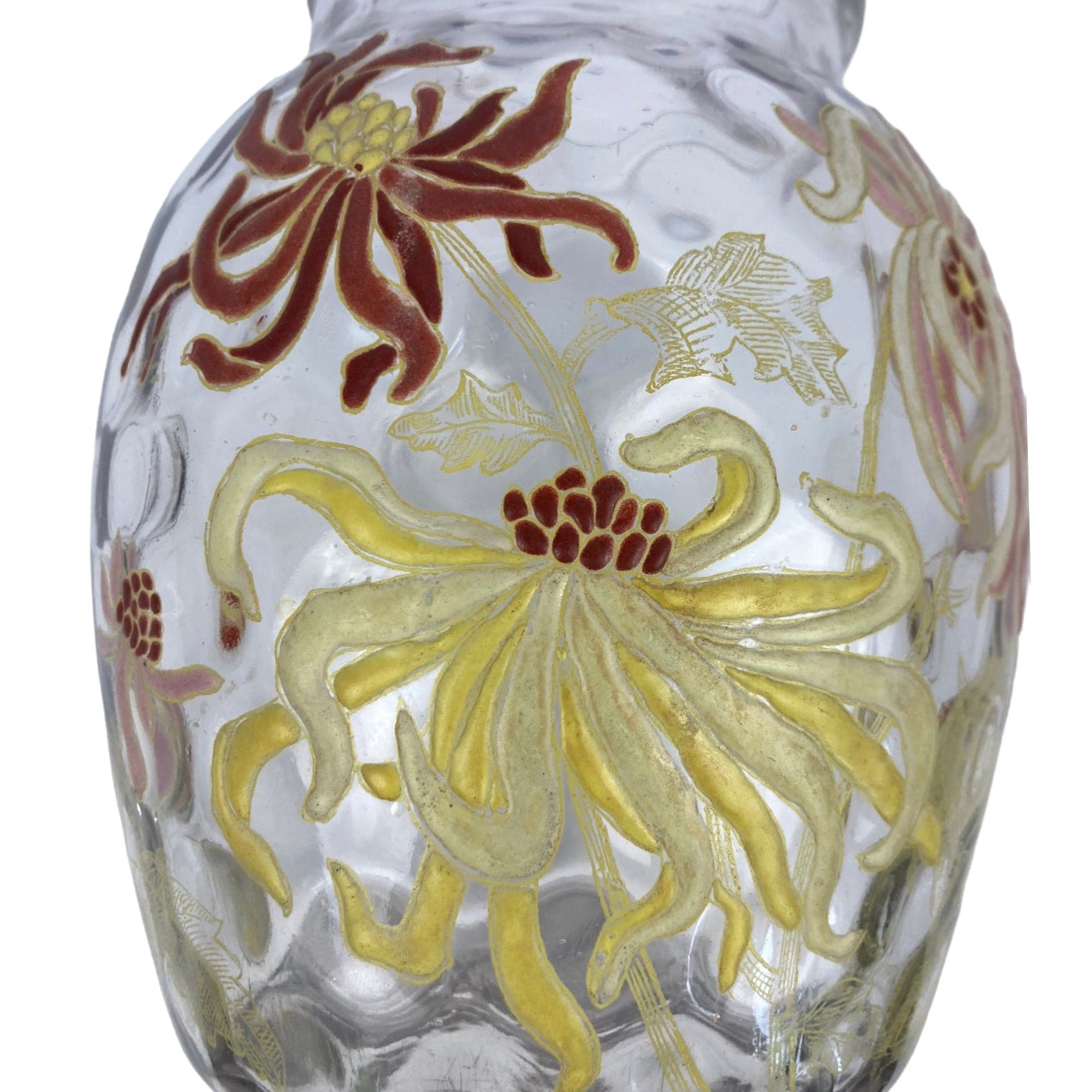 vase émaillé décor dahlias