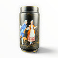 Vase Baccarat en opaline noire à décor polychrome d'une scène galante avec rehauts dorés, fin XIXe siècle