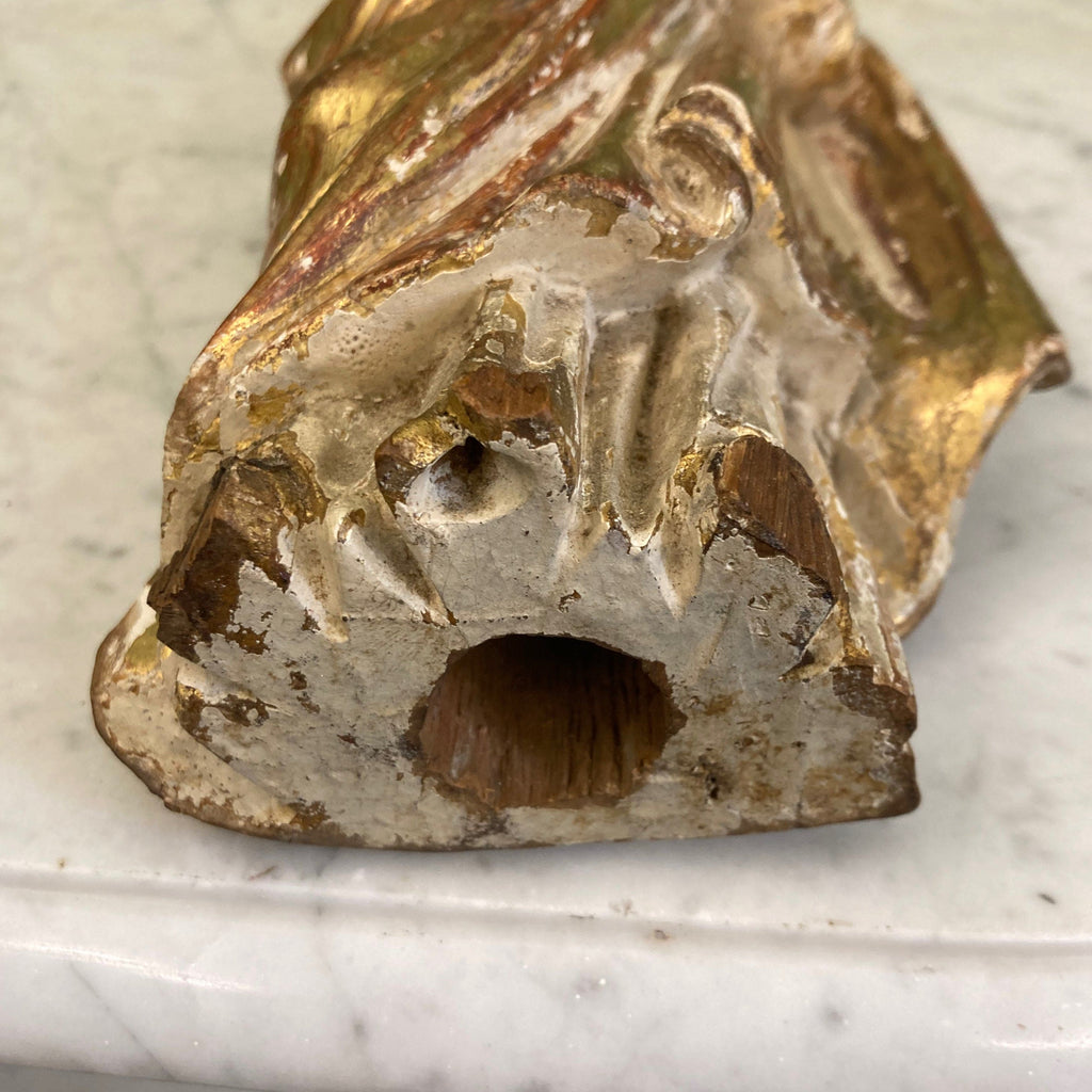 Vierge à l' Enfant en bois doré 18e.