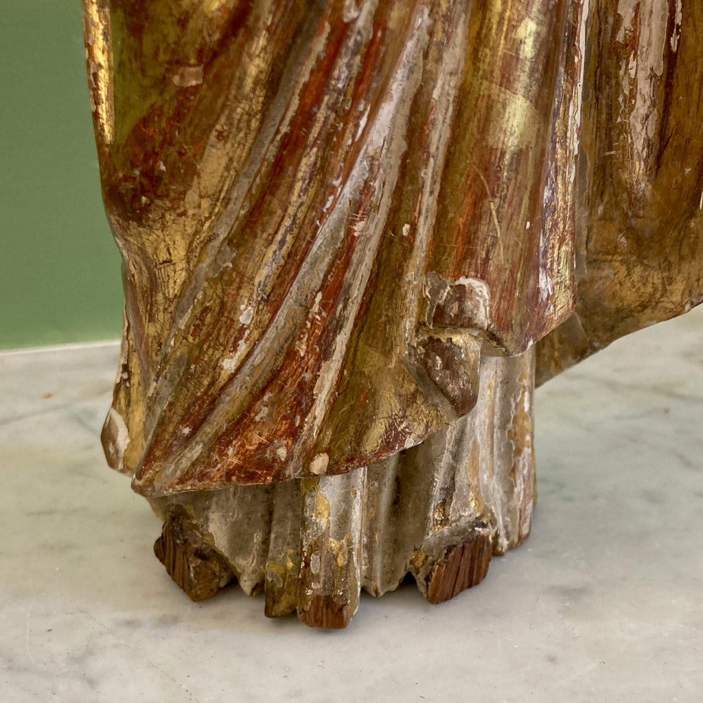 Vierge à l' Enfant en bois doré 18e.