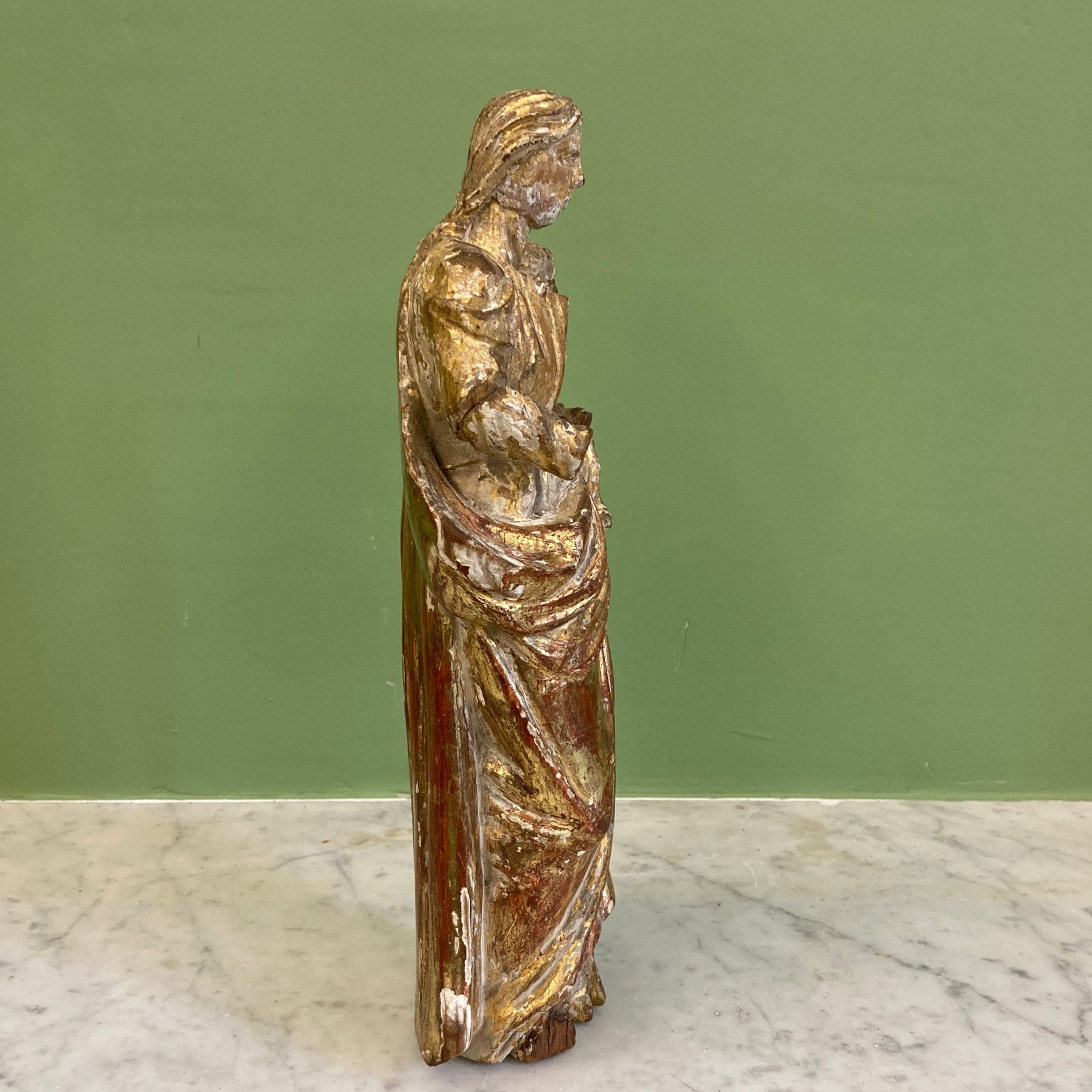 Vierge à l' Enfant en bois doré 18e.