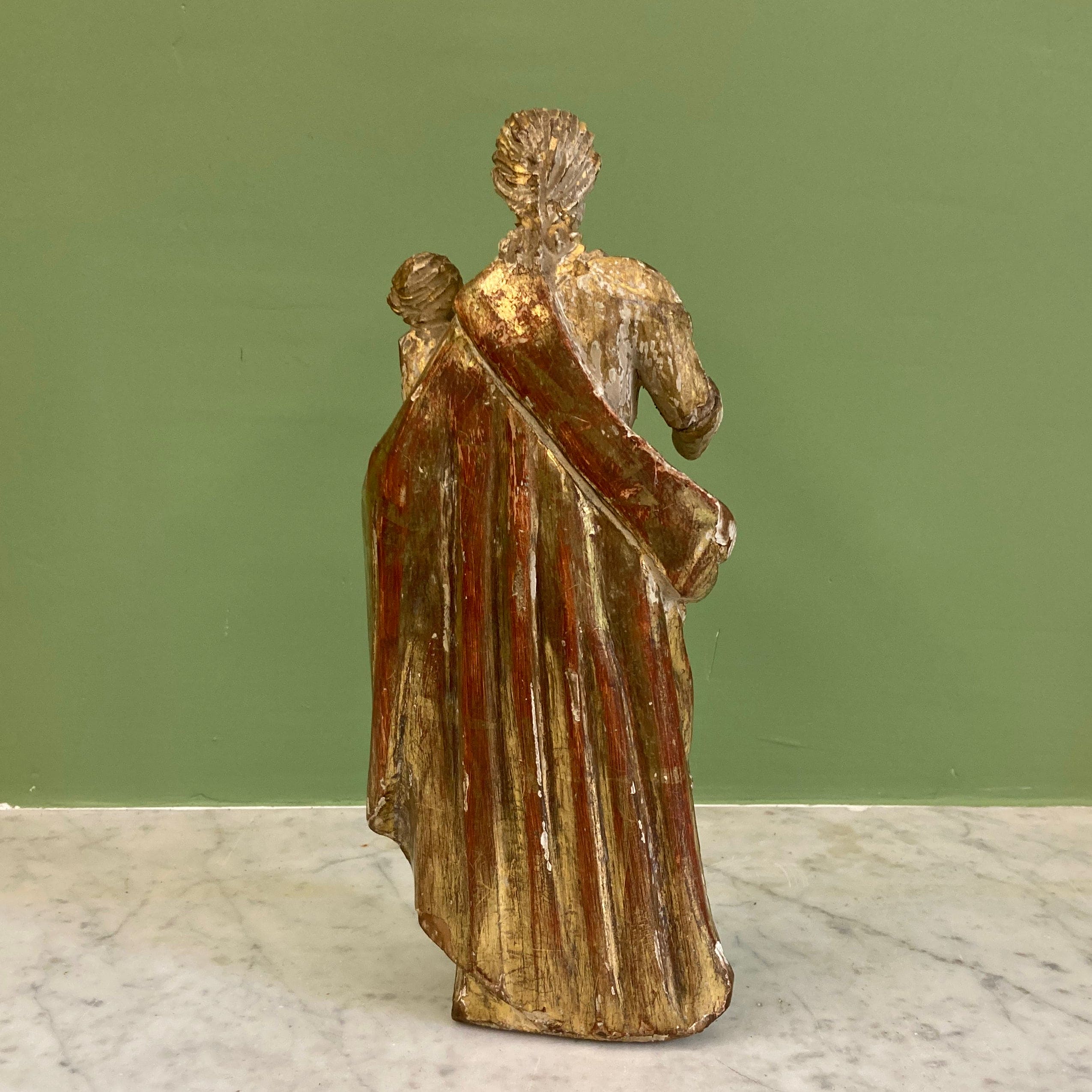 Vierge à l' Enfant en bois doré 18e.