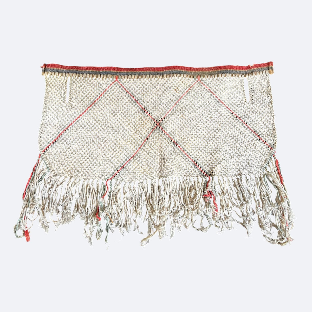 Émouchette à bœufs ancienne viramoscas en mailles de fil naturel, art populaire de Chalosse Landes.