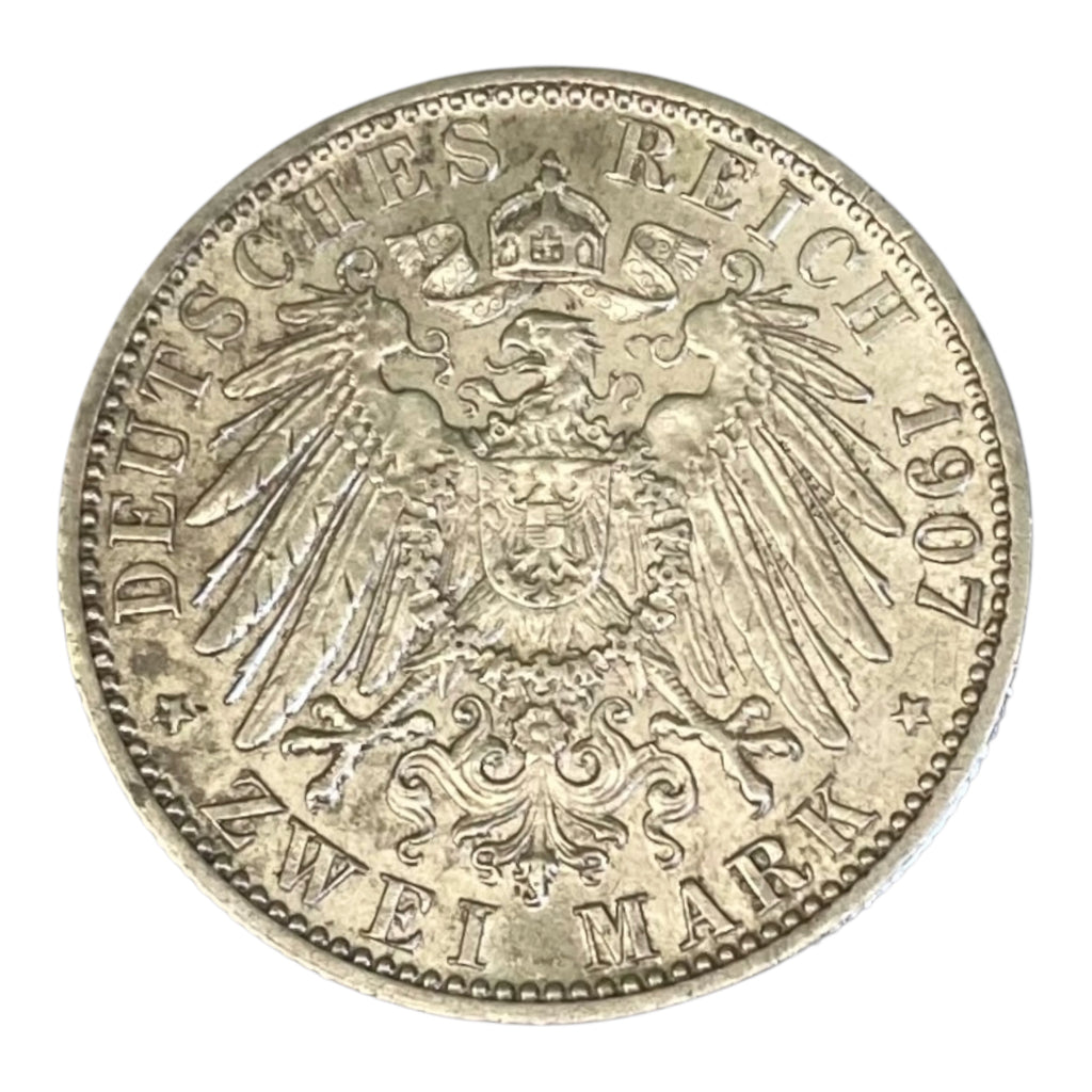 Pièce de 2 Marks en argent de 1907 représentant Friedrich 1