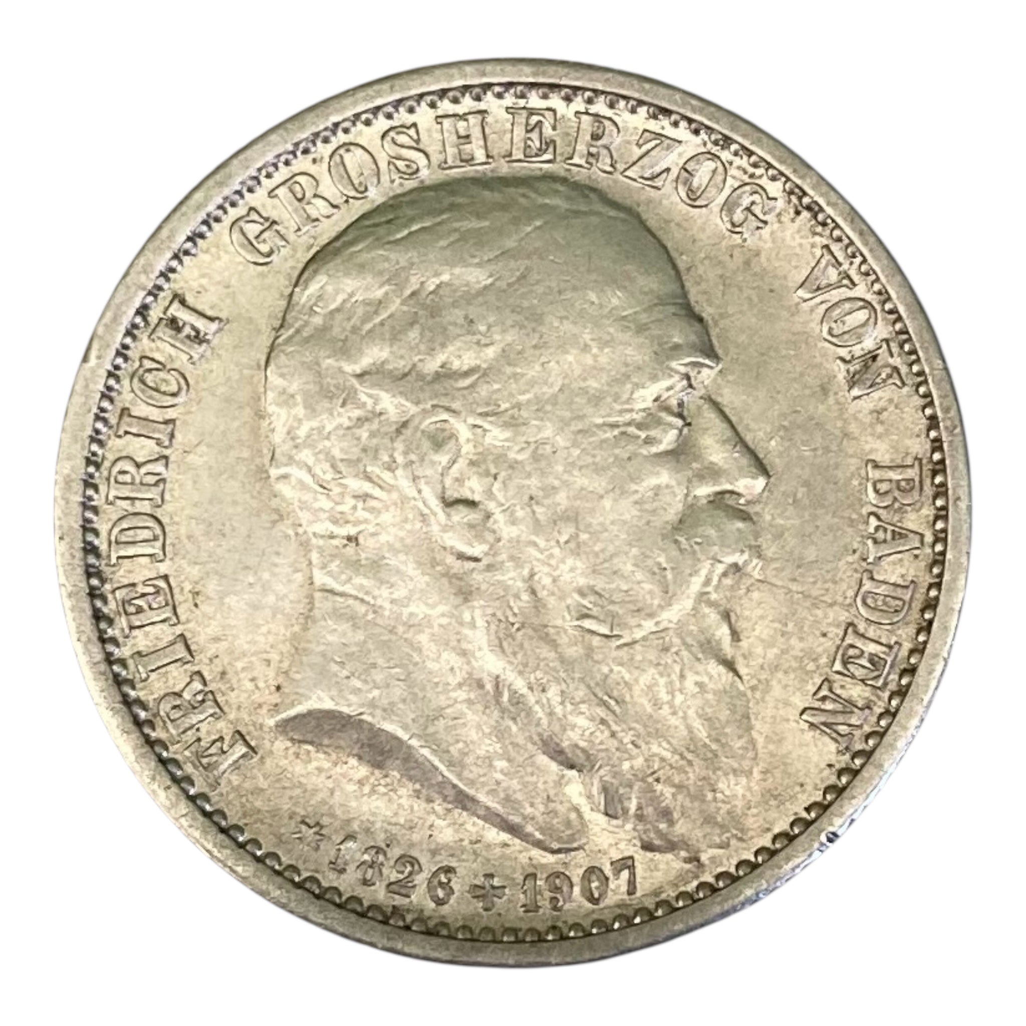Pièce de 2 Marks en argent de 1907 représentant Friedrich 1