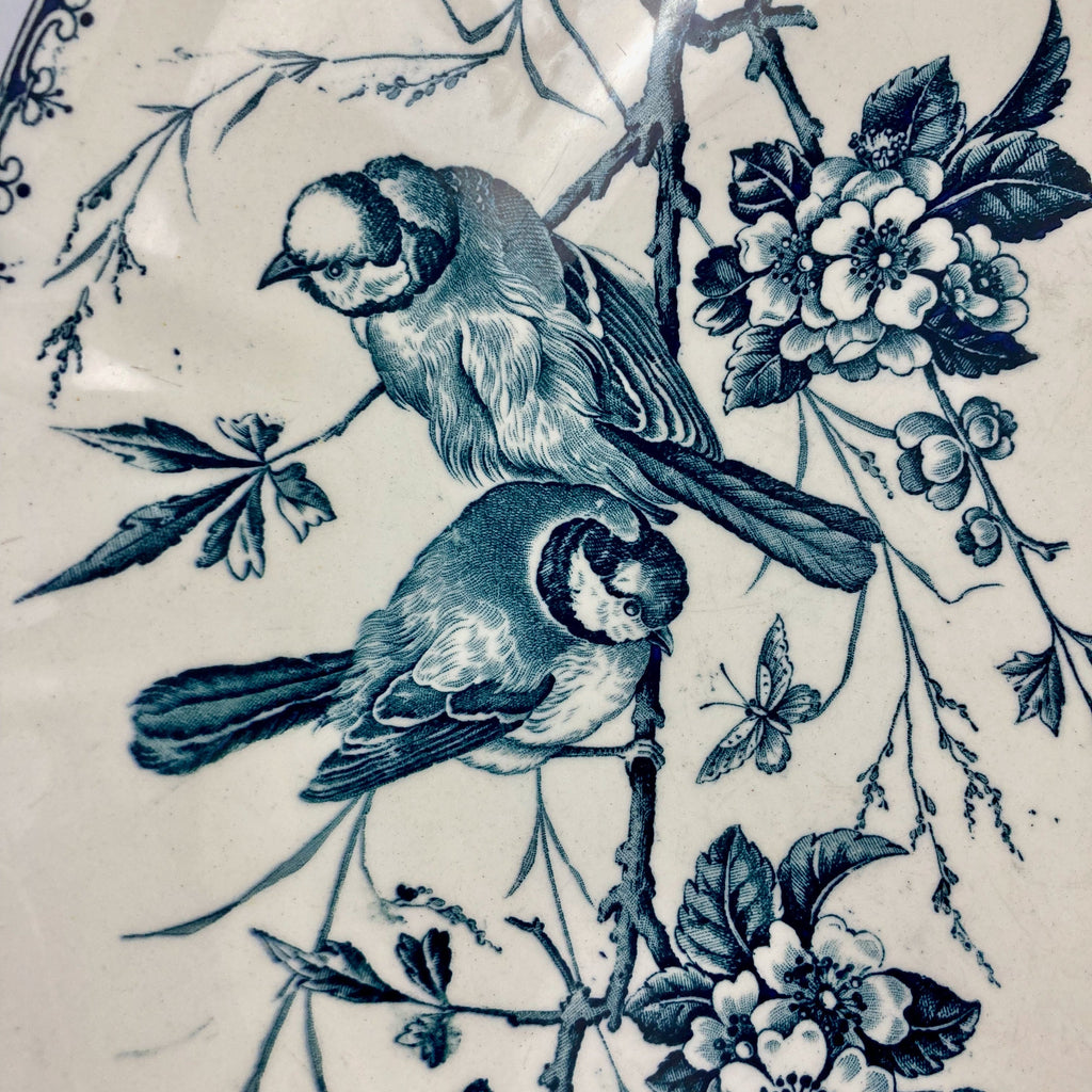 Ancien broc bassin faïence toilette Lunéville Keller & Guerain Mésanges