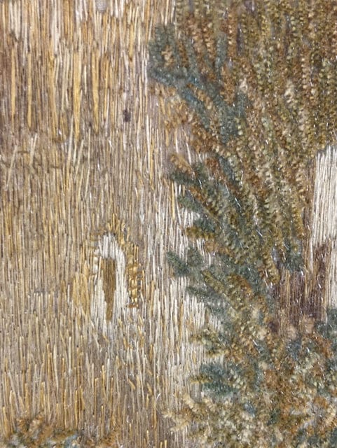 Настольная вышивка на шилле Пейзаж старинная работа XIX