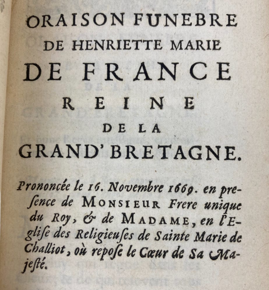 Oraisons funèbres 1680 Bossuet