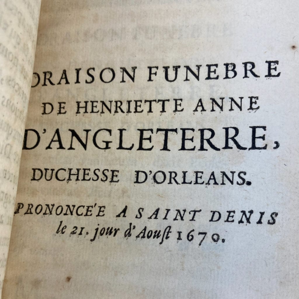 Oraisons funèbres 1680 Bossuet
