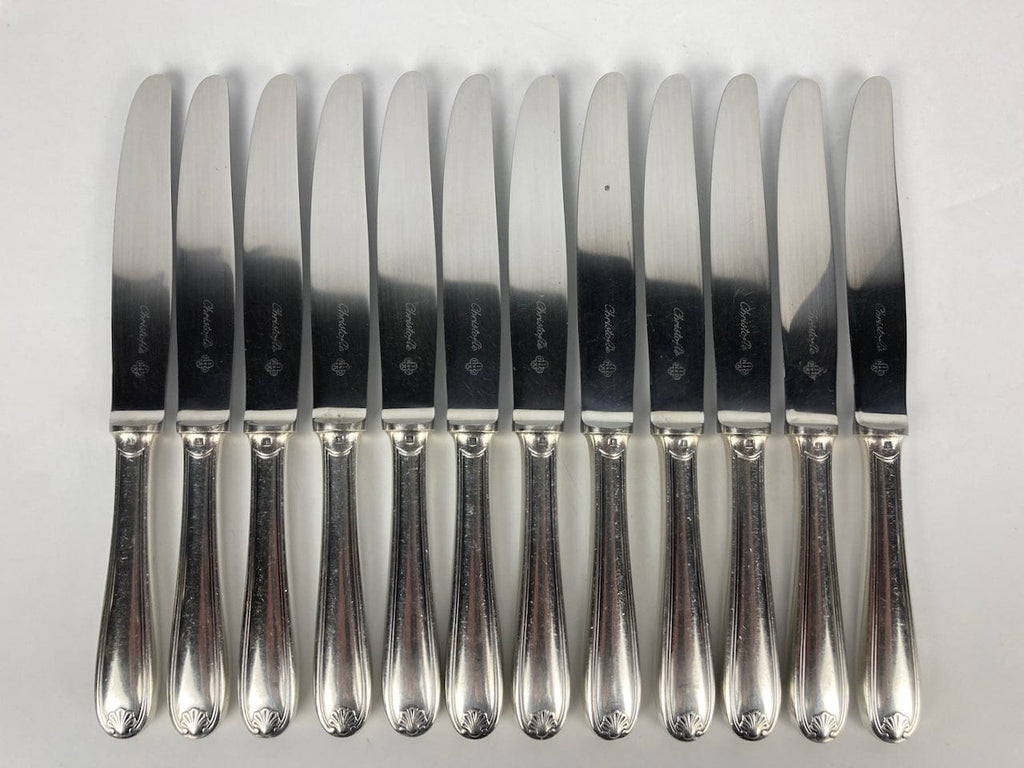 Maison Christofle Coquille Marot  12 Couteaux à Entremets