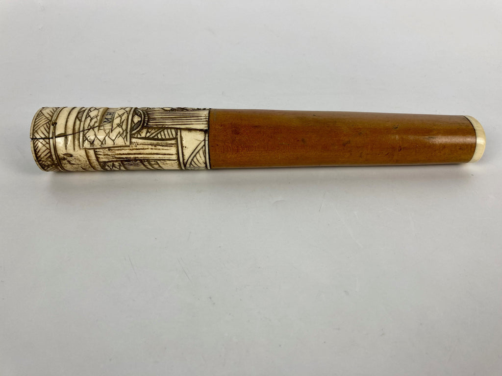 Maison wilson paris ancien pommeau de parapluie os sculpté japon