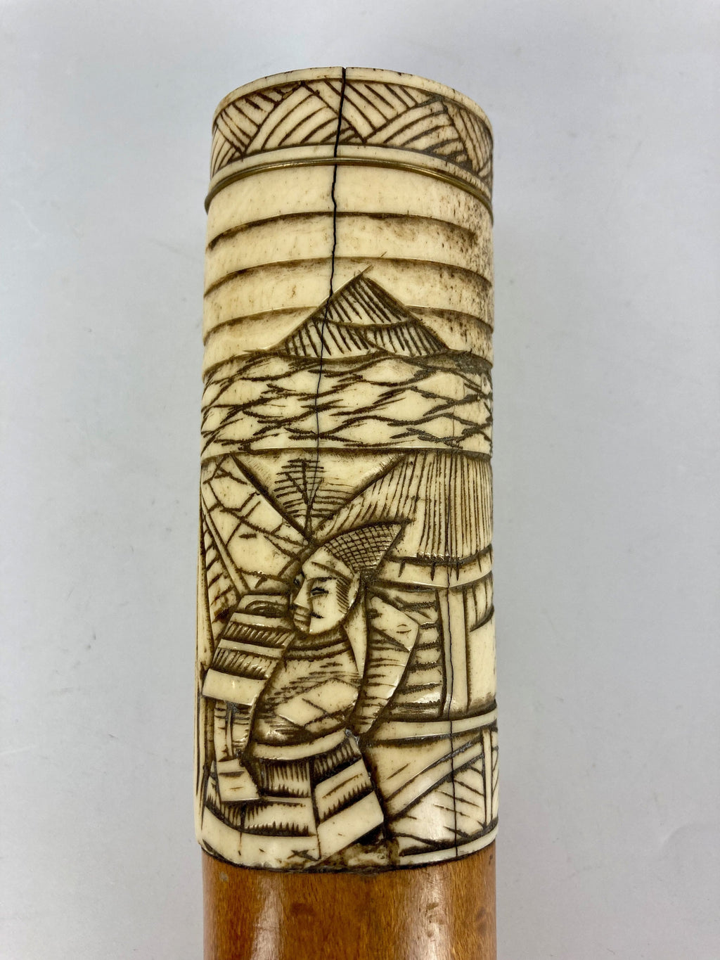 Maison wilson paris ancien pommeau de parapluie os sculpté japon