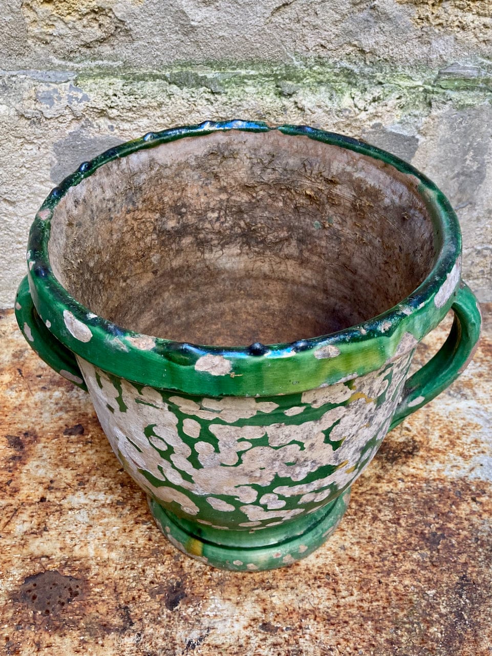 POT DE JARDIN VERNISSE VERT XIX CASTELNAUDARY