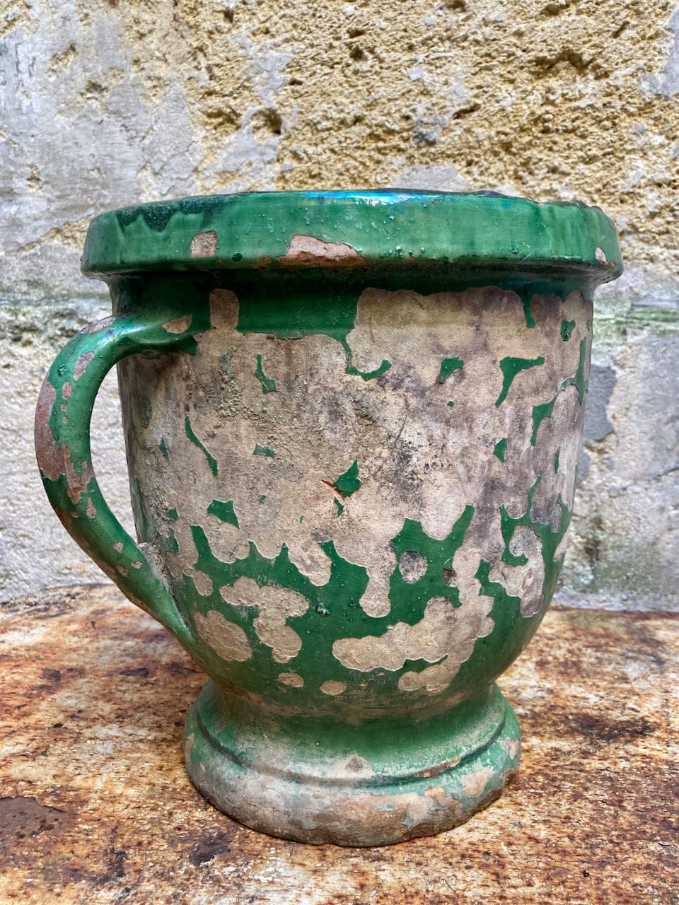 POT DE JARDIN VERNISSE VERT XIX CASTELNAUDARY