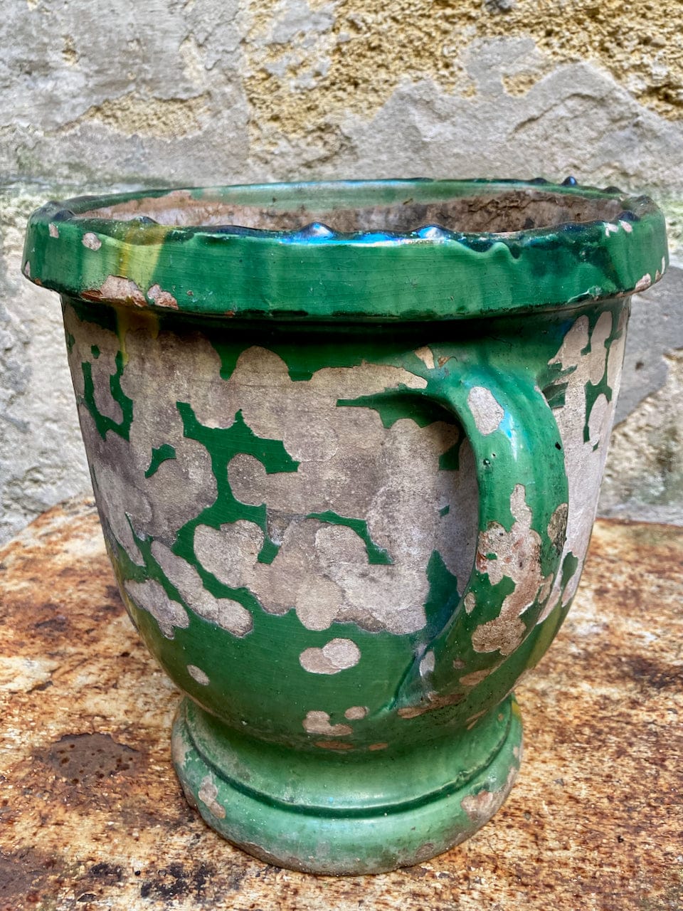 POT DE JARDIN VERNISSE VERT XIX CASTELNAUDARY