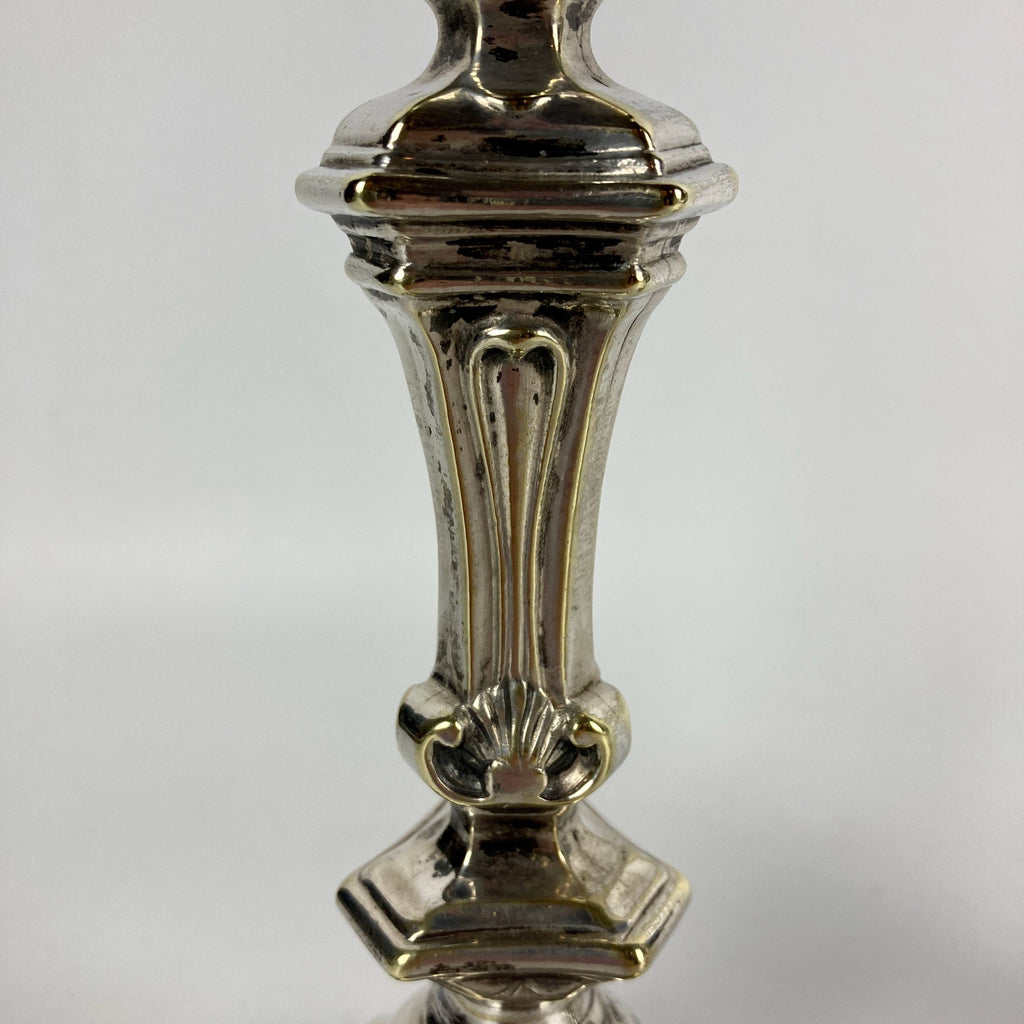 Paire de bougeoirs régence xviii ème bronze argenté