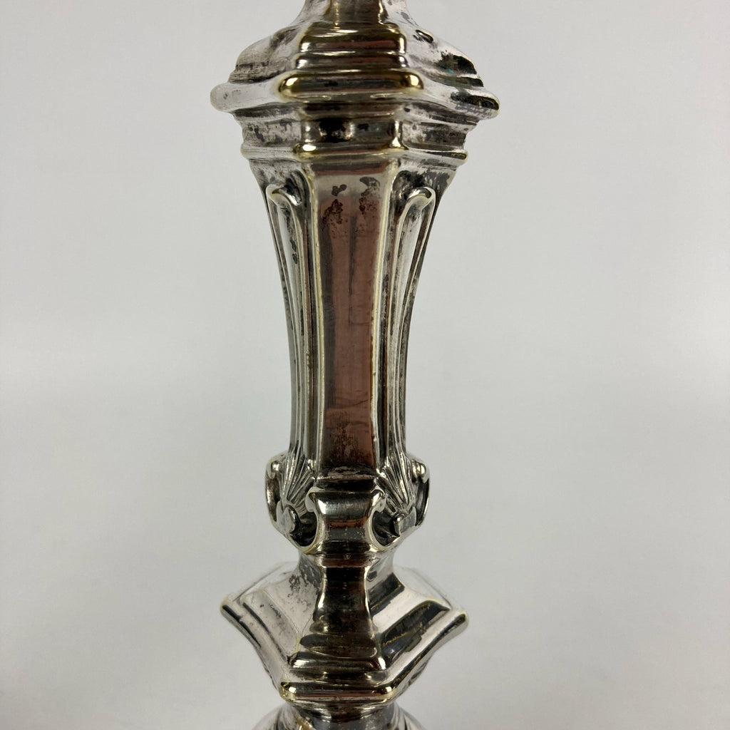 Paire de bougeoirs régence xviii ème bronze argenté