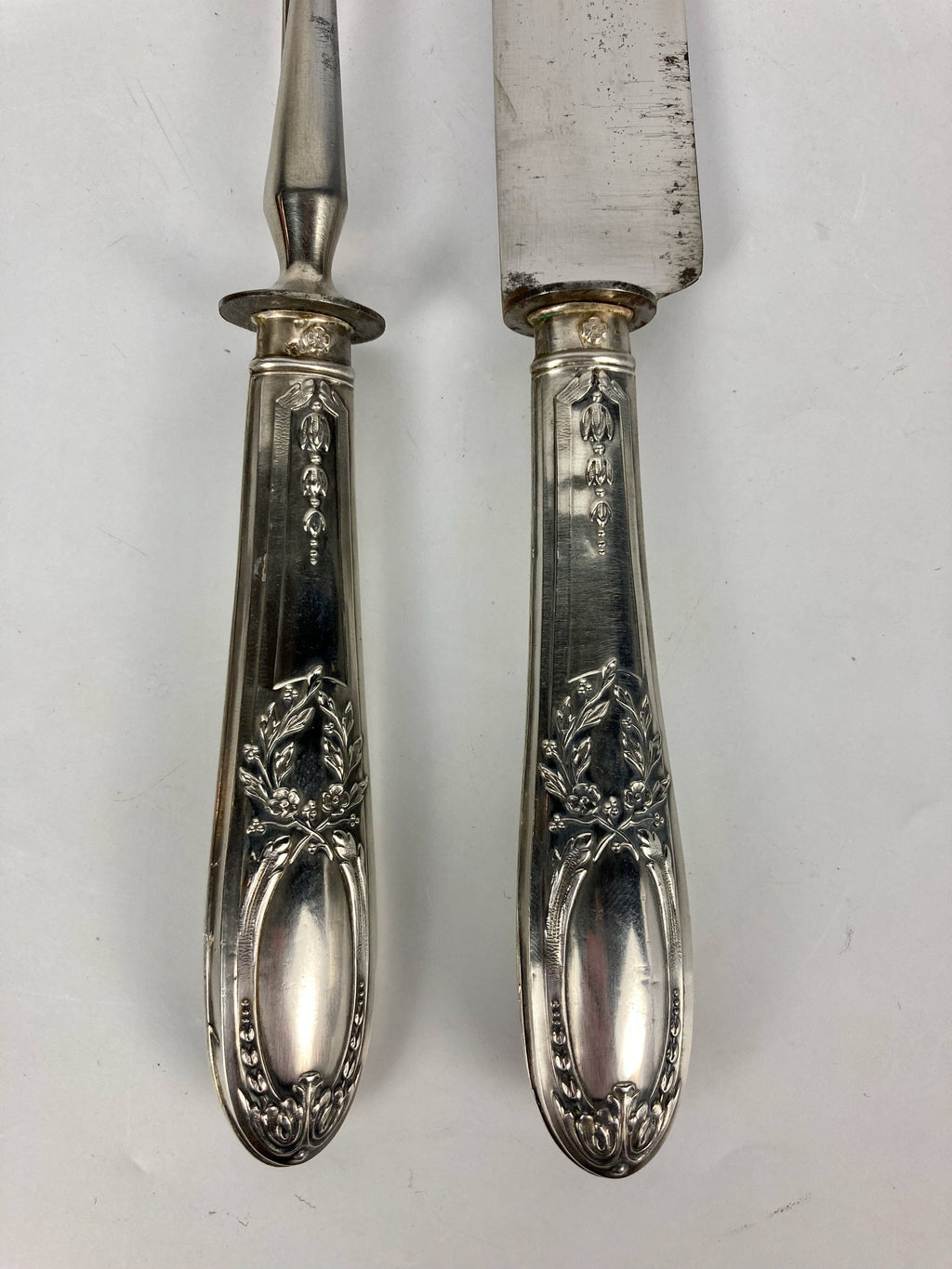 Ancien service à découper couverts argent fourré minerve paris