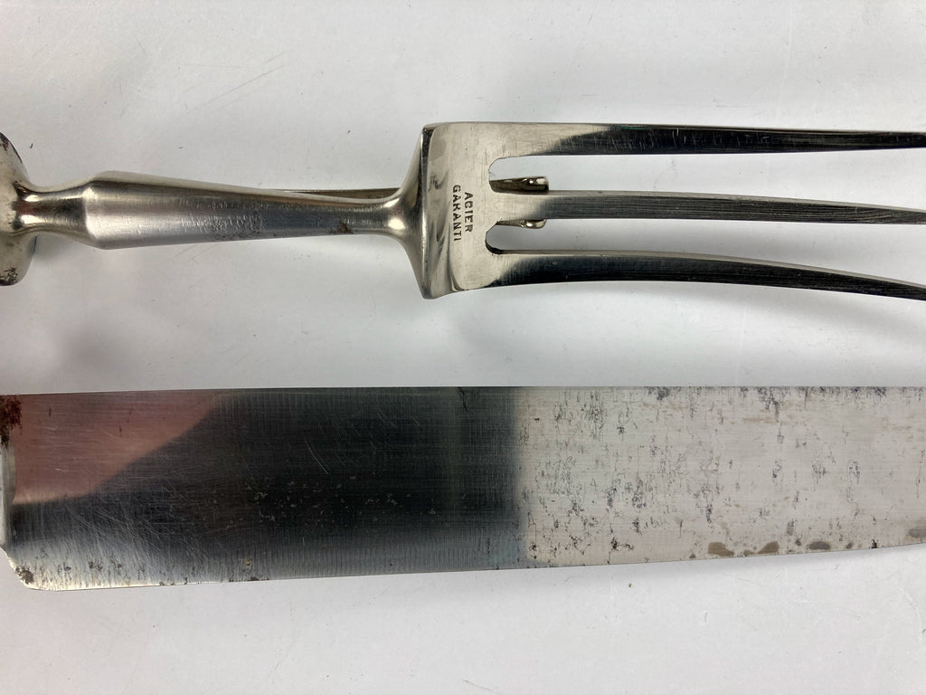 Ancien service à découper couverts argent fourré minerve paris