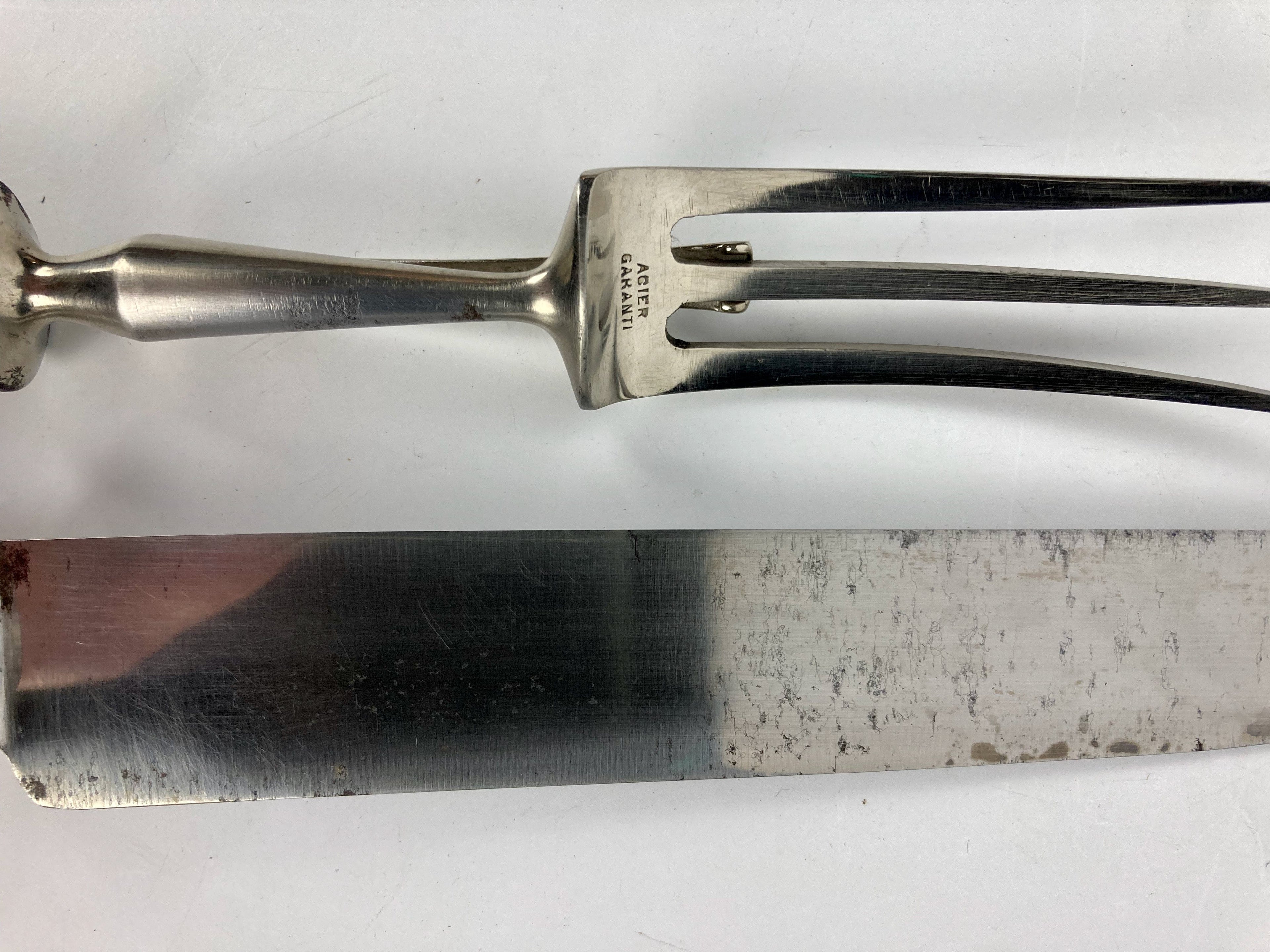 Ancien service à découper couverts argent fourré minerve paris