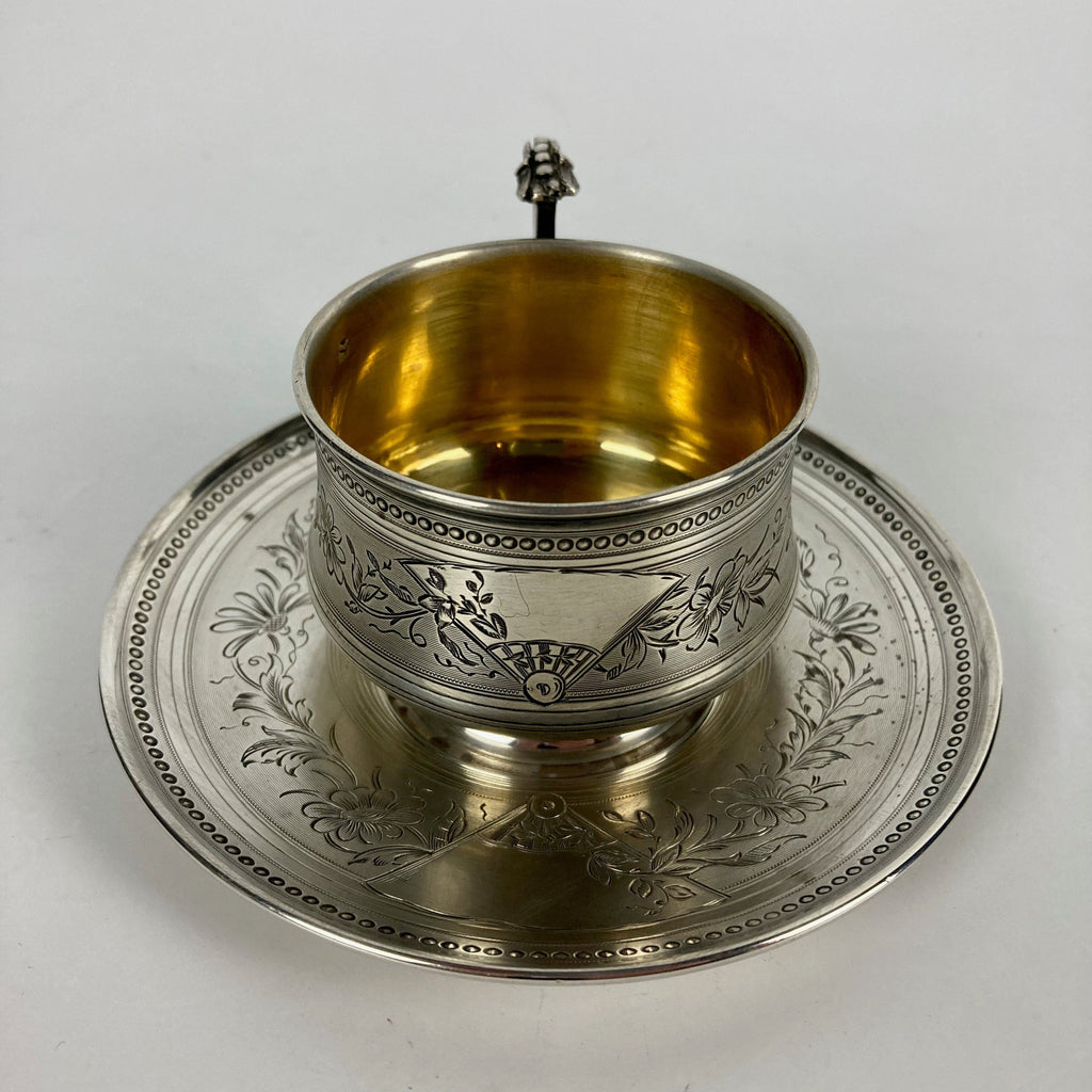 Tasse à thé argent massif vermeil fin XIX