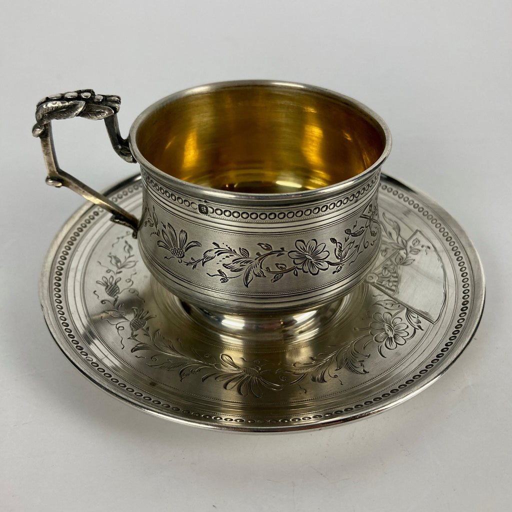 Tasse à thé argent massif vermeil fin XIX
