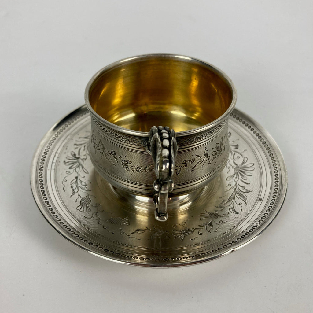 Tasse à thé argent massif vermeil fin XIX