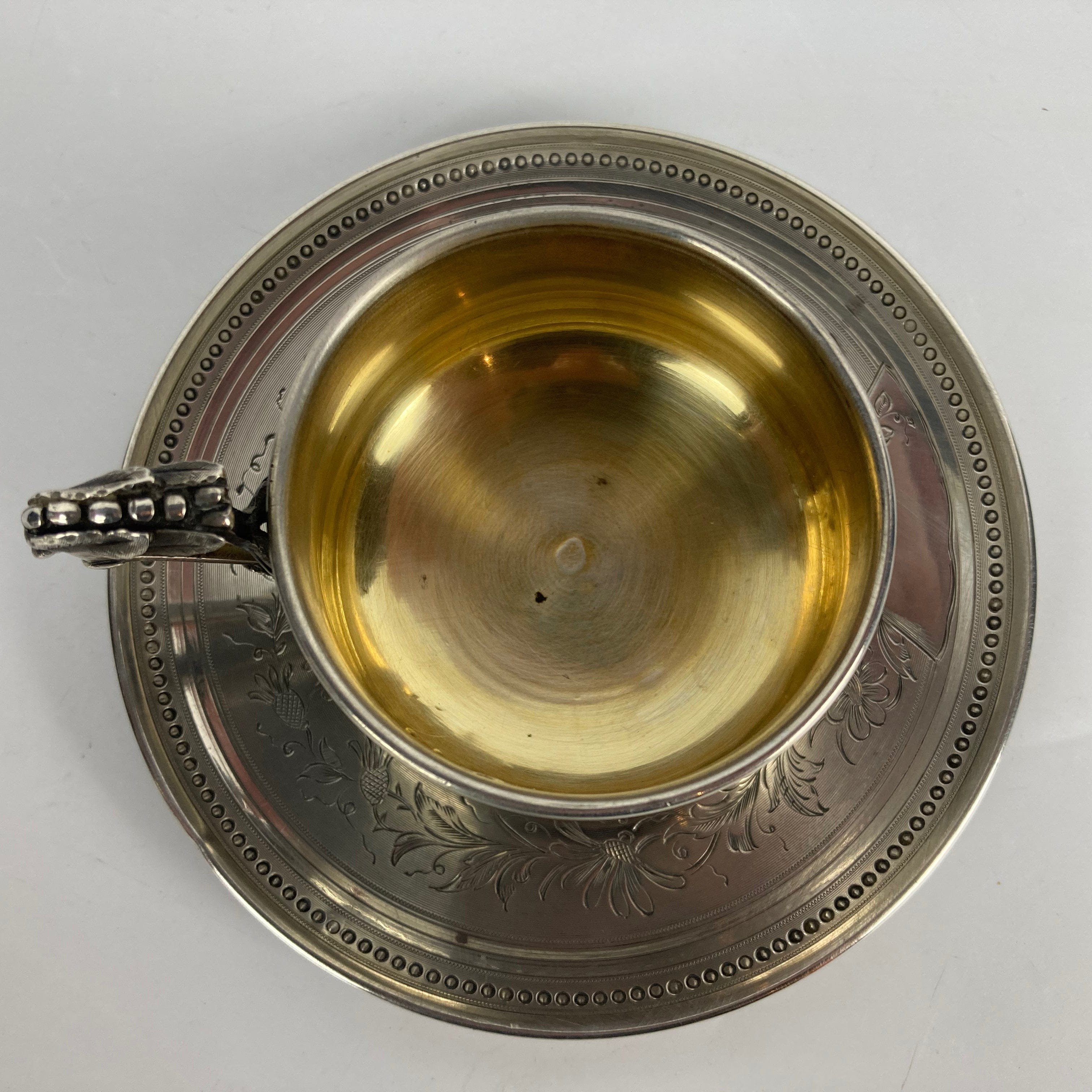 Tasse à thé argent massif vermeil fin XIX