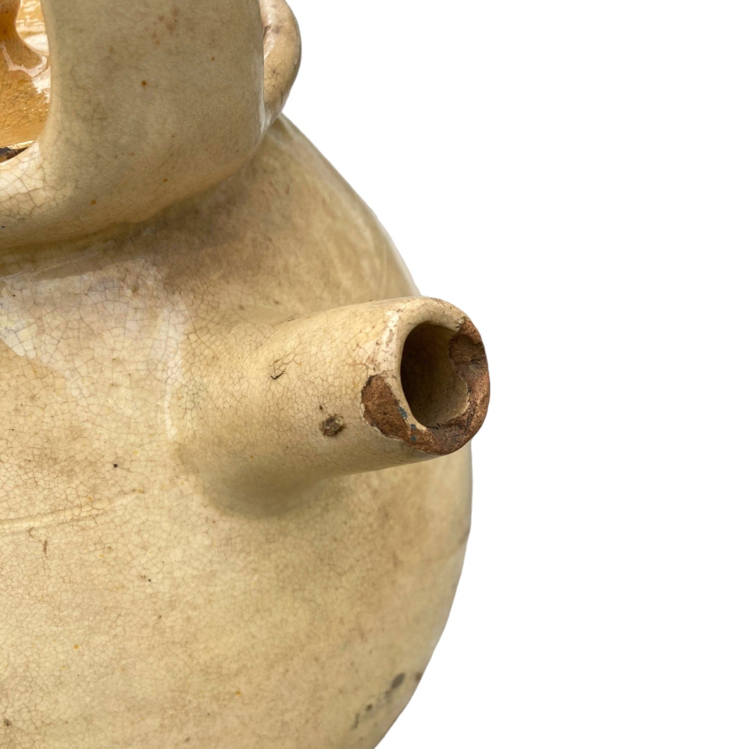 ancienne gargoulette en terre cuite vernissée