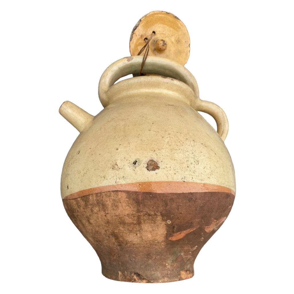 ancienne gargoulette en terre cuite vernissée