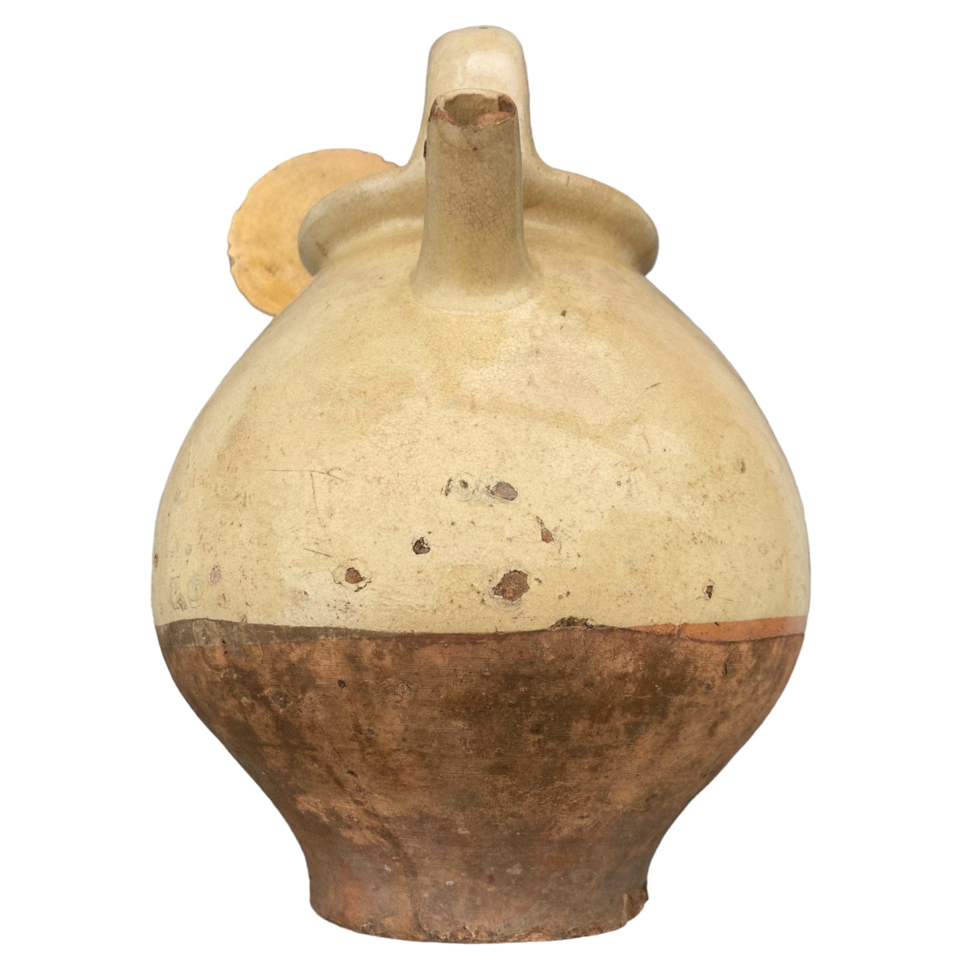 ancienne gargoulette en terre cuite vernissée