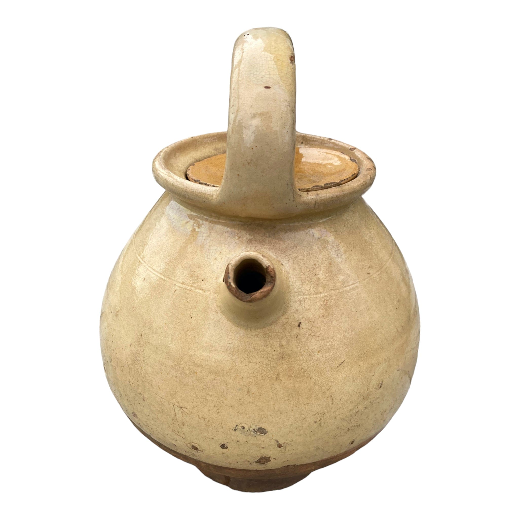 ancienne gargoulette en terre cuite vernissée