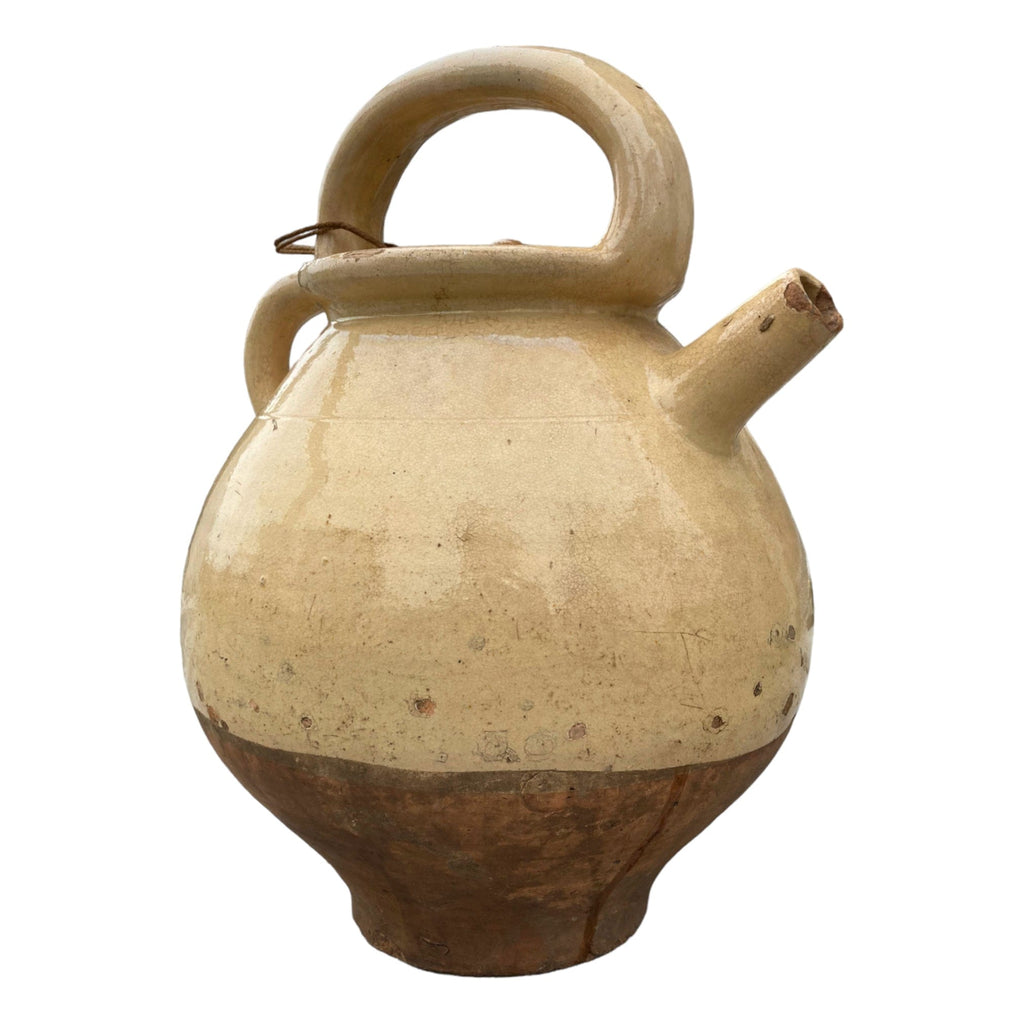 ancienne gargoulette en terre cuite vernissée