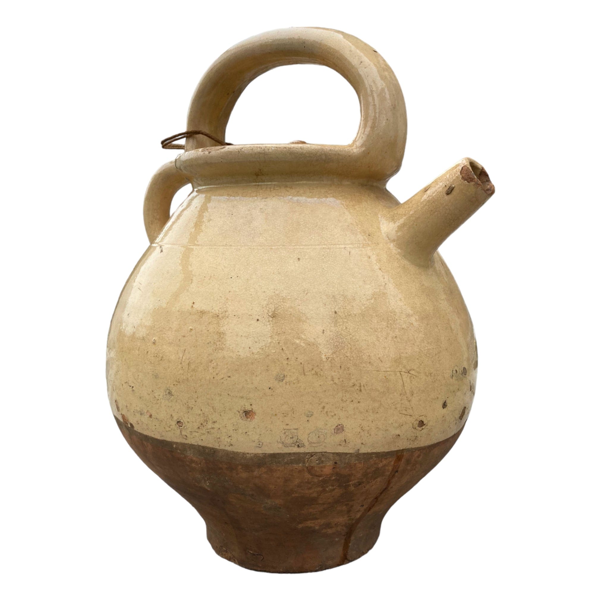 ancienne gargoulette en terre cuite vernissée