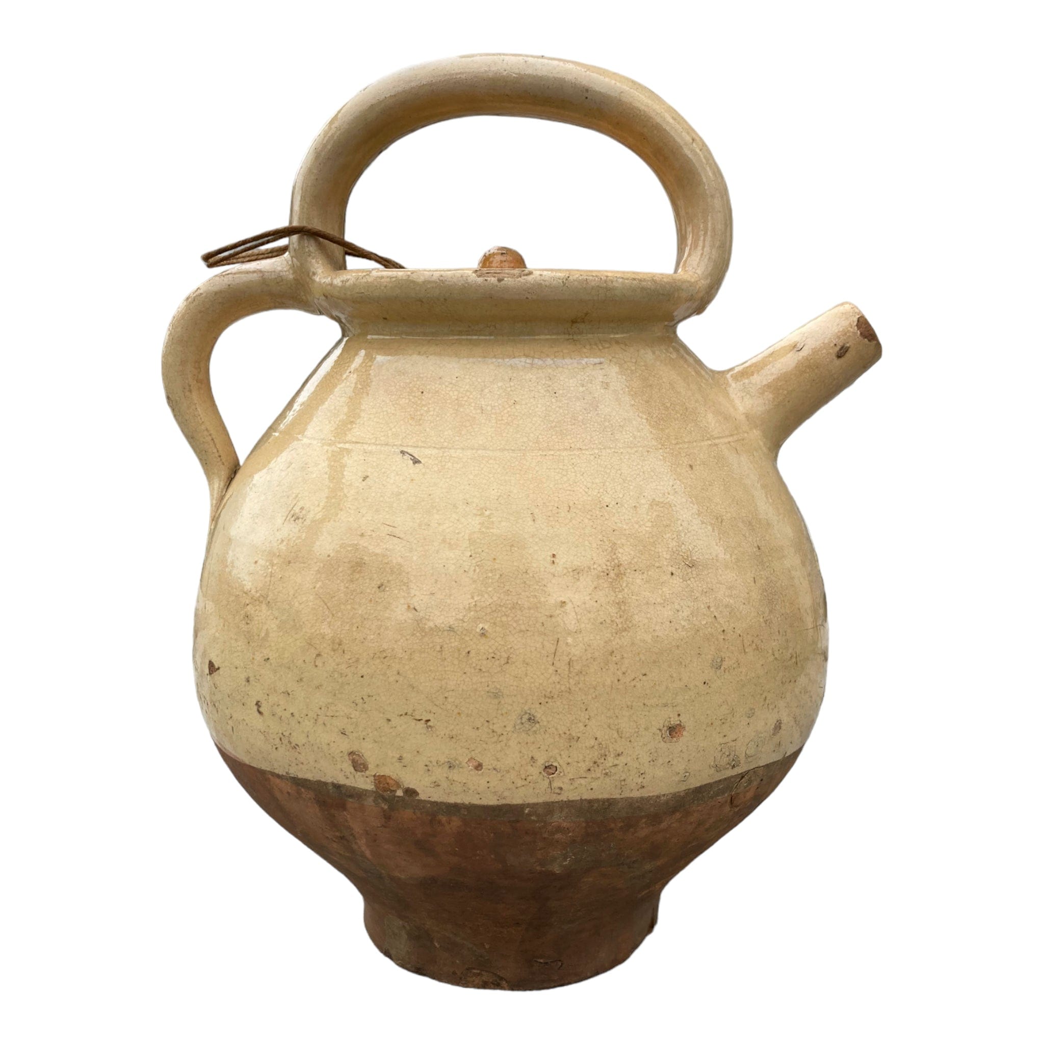 ancienne gargoulette en terre cuite vernissée