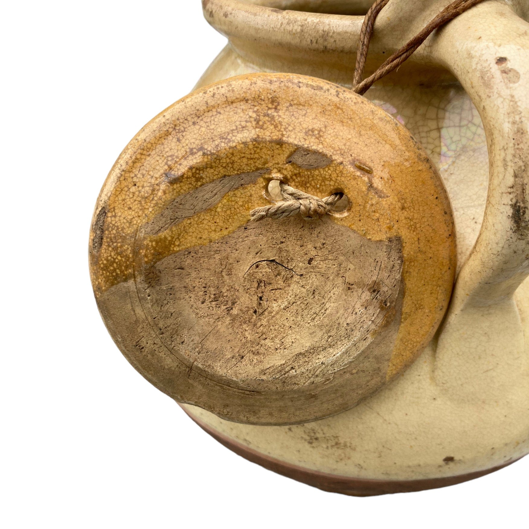 ancienne gargoulette en terre cuite vernissée