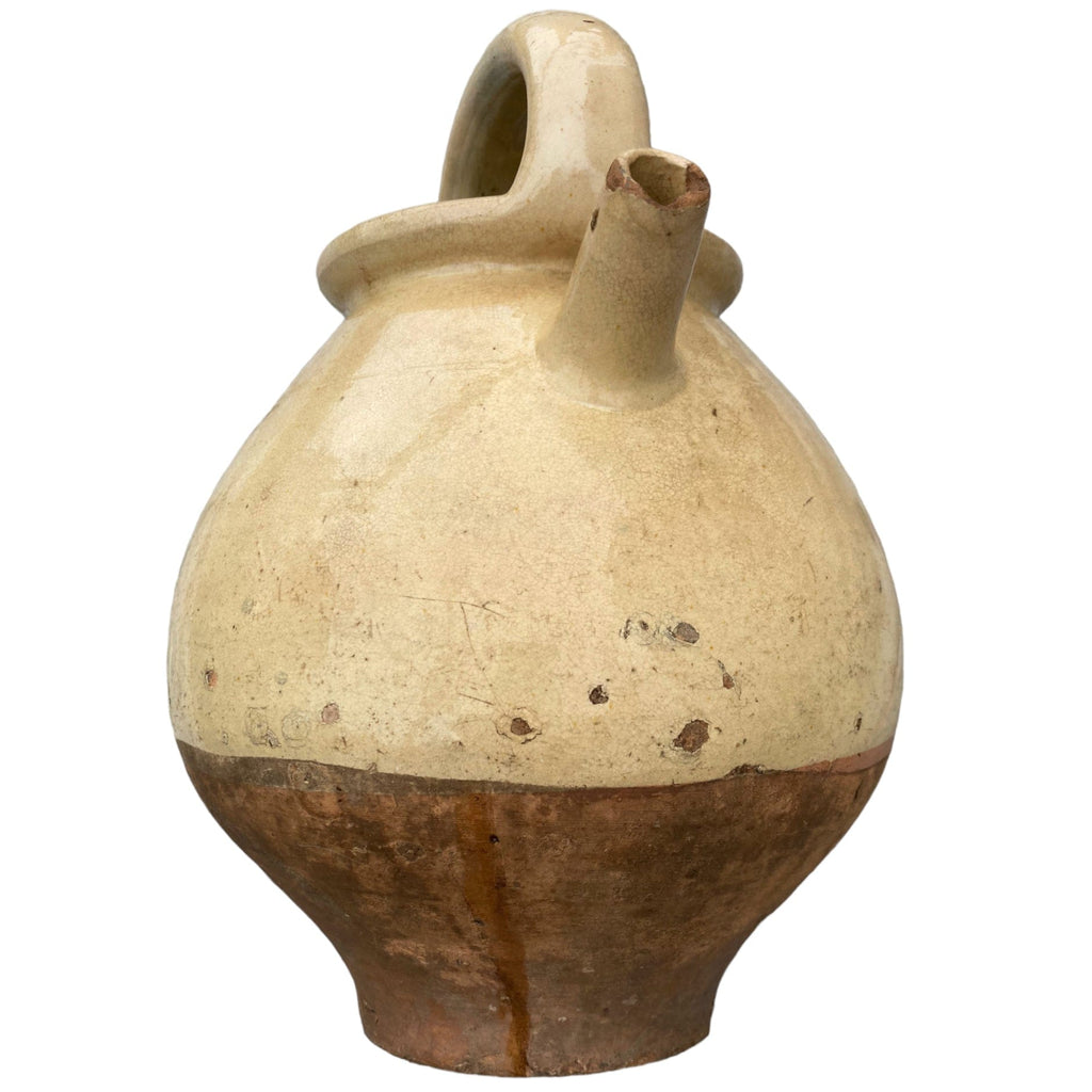 ancienne gargoulette en terre cuite vernissée