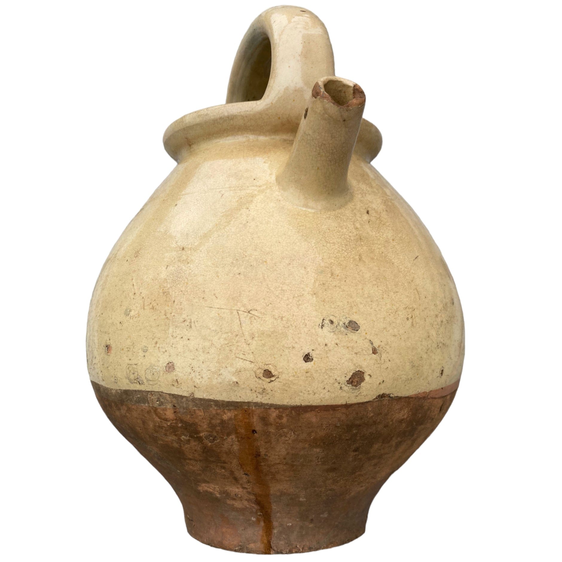 ancienne gargoulette en terre cuite vernissée