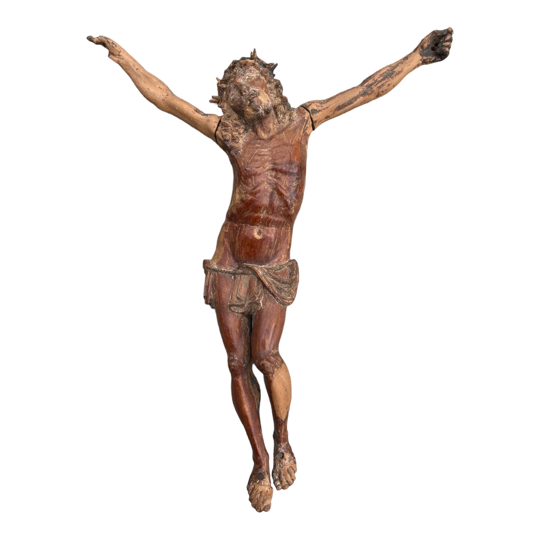 Grand Christ ancien en bois sculpté