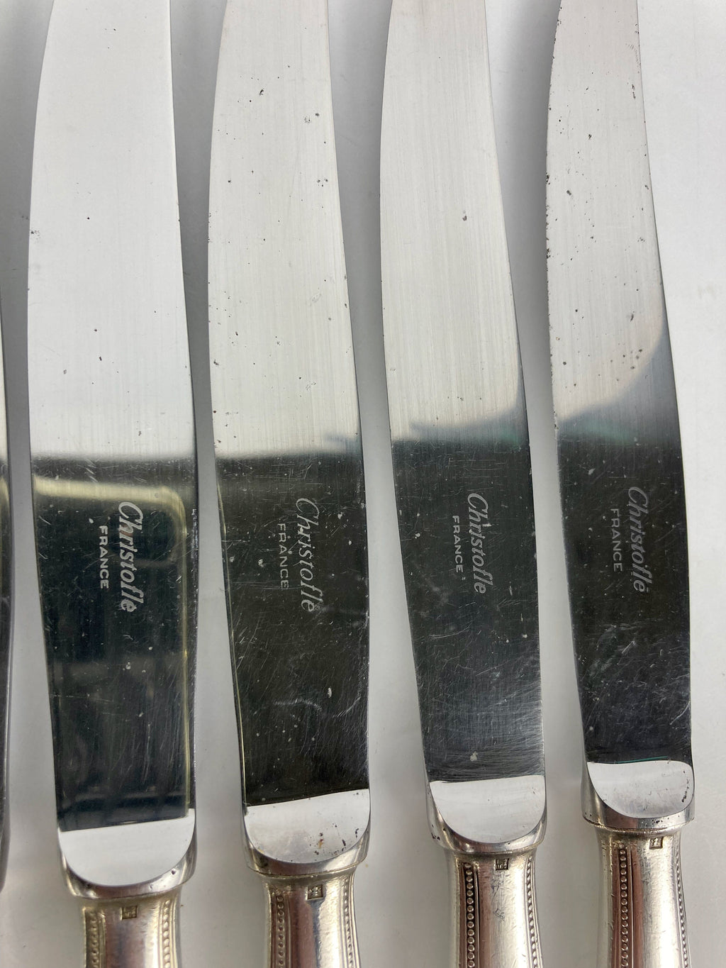Christofle perle 12 grands couteaux métal argenté