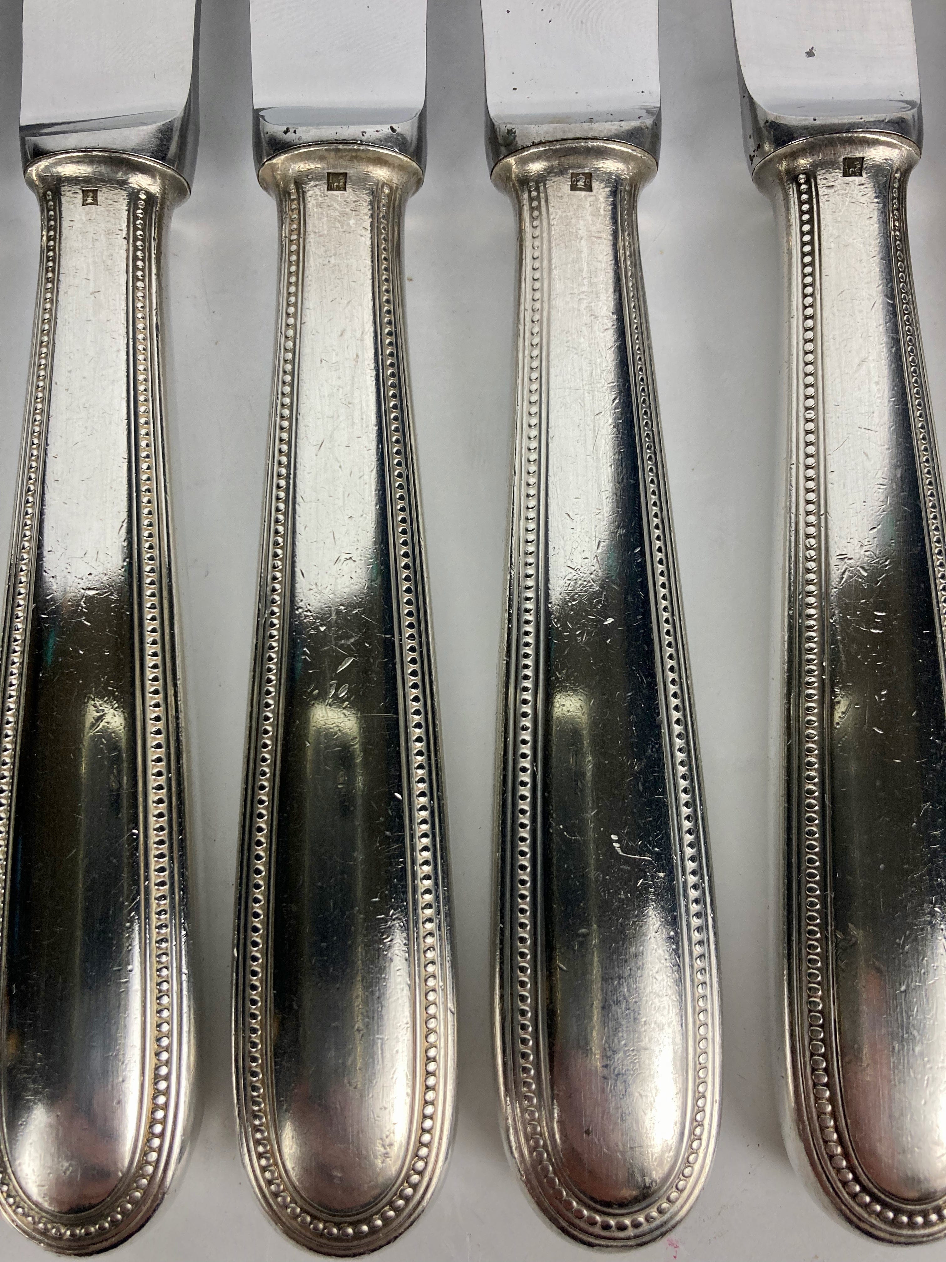 Christofle perle 12 grands couteaux métal argenté