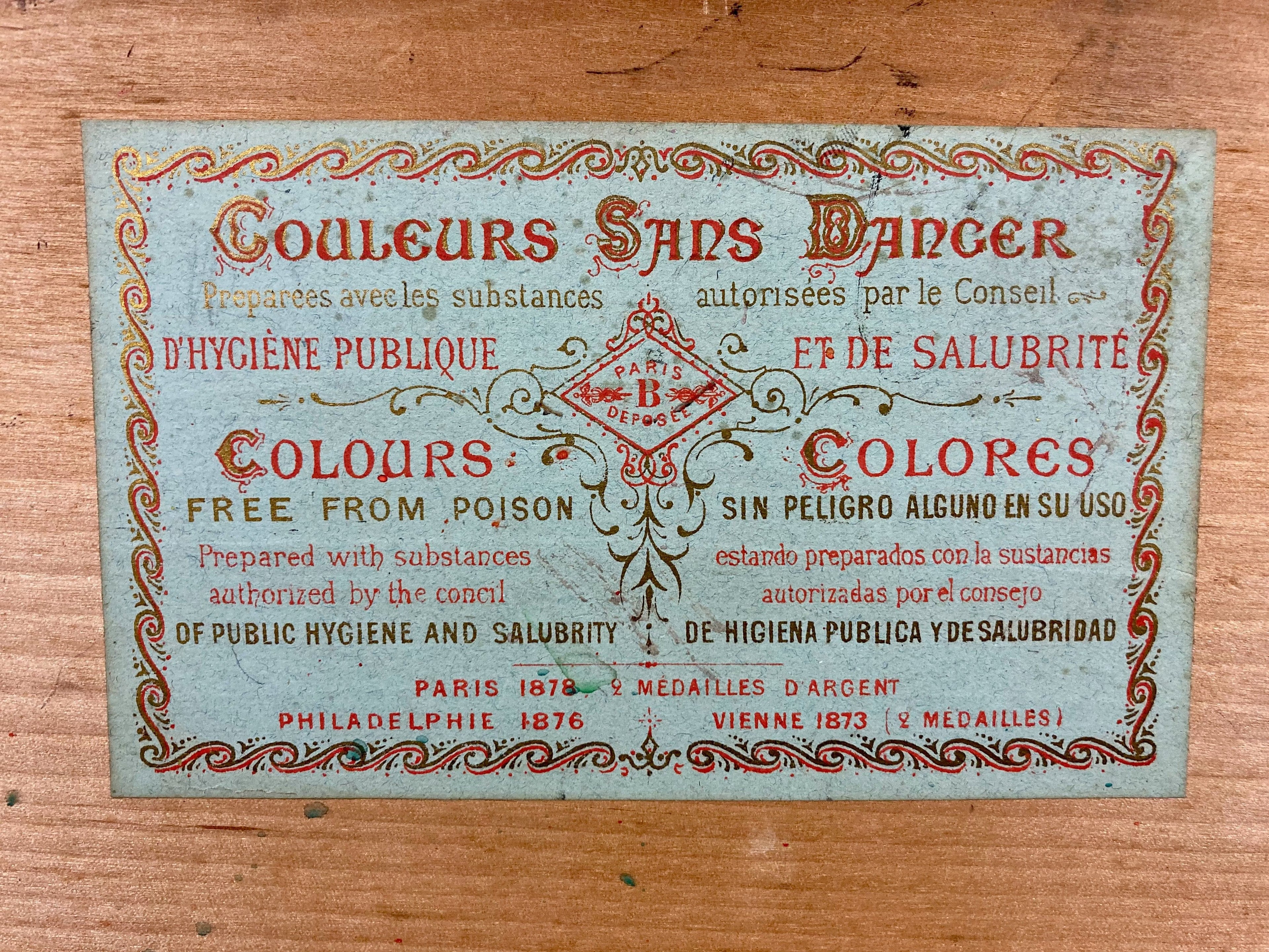Ancien coffret de campagne voyage aquarelle 1900 boite aquarelliste