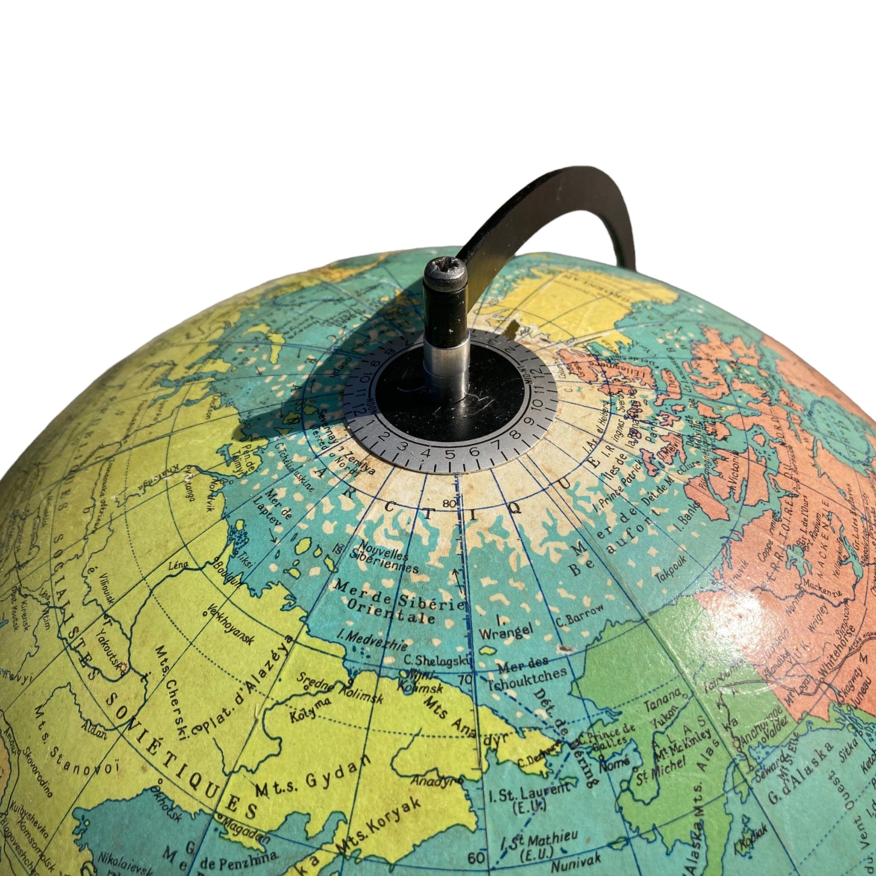 Globe terrestre lumineux vintage datant de la fin des années 70