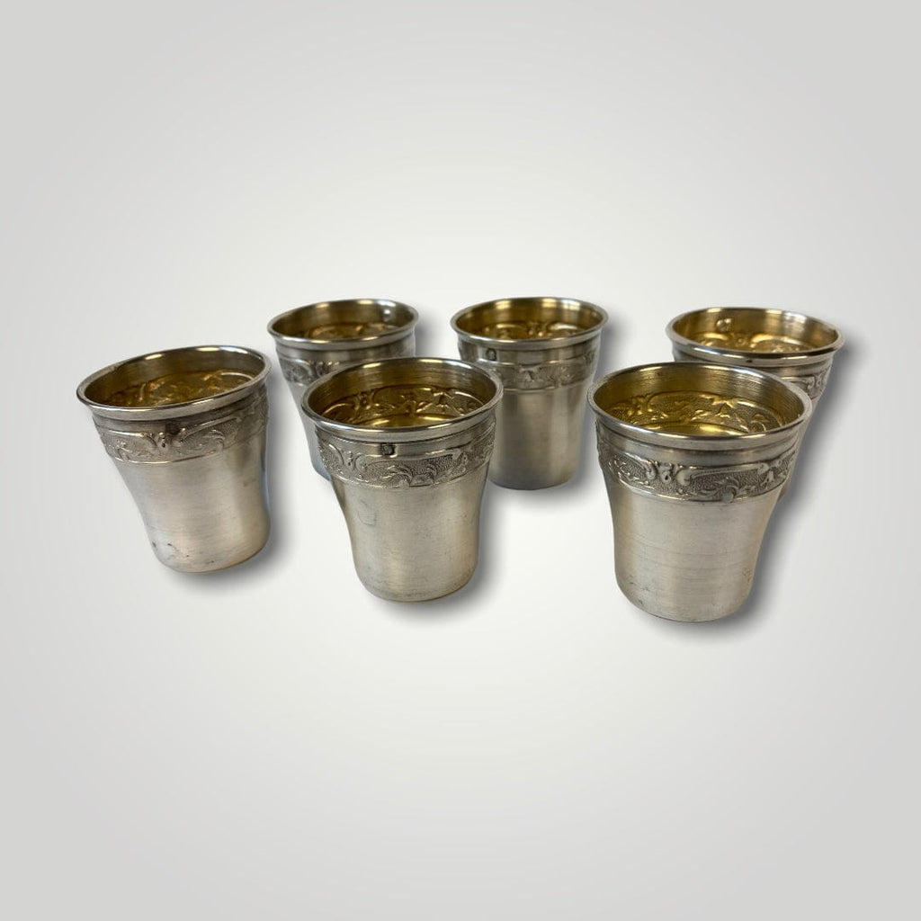 6 Gobelets à liqueur argent massif art nouveau 1900
