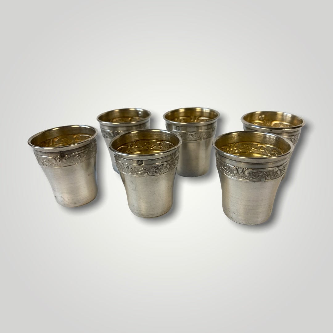 6 Gobelets à liqueur argent massif art nouveau 1900