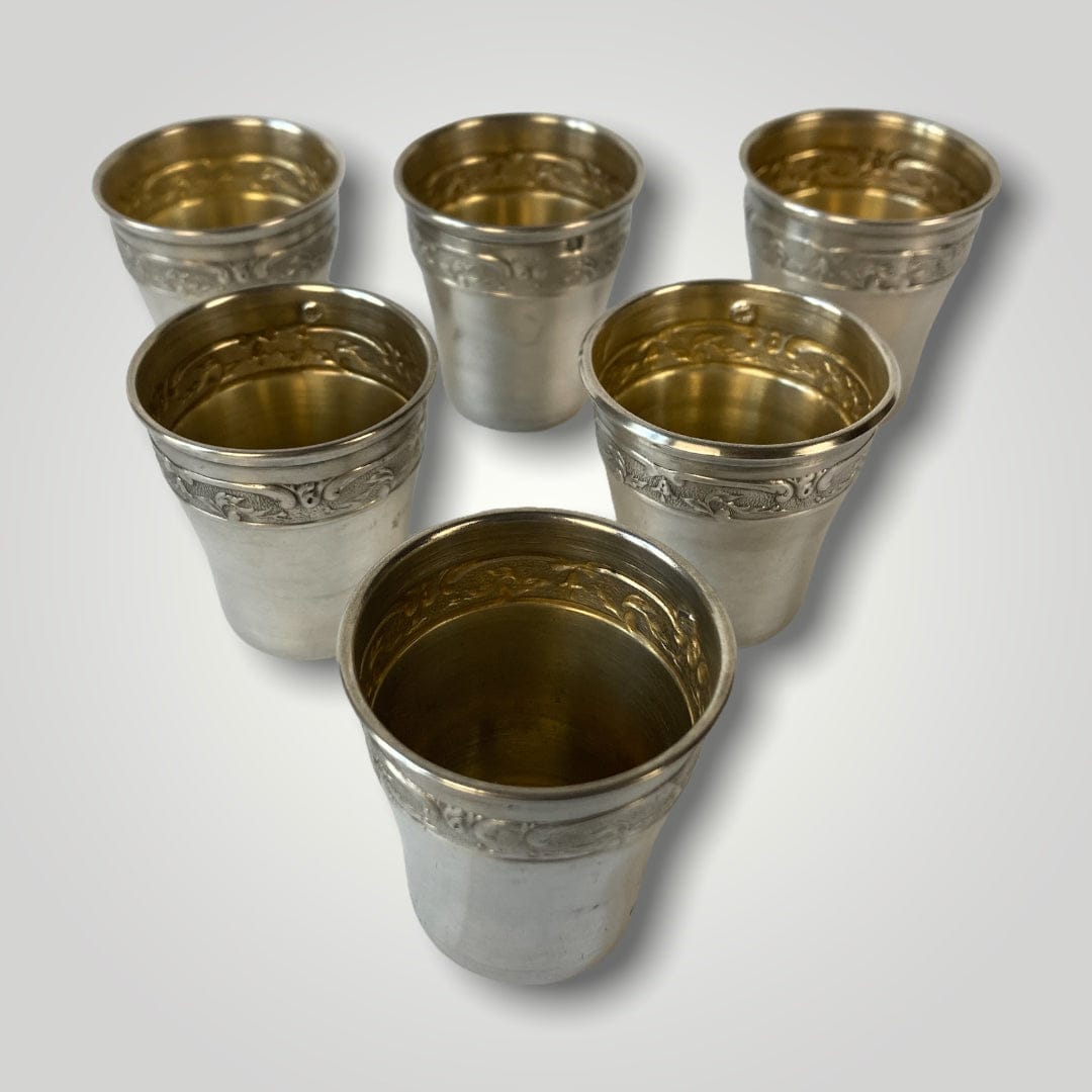 6 Gobelets à liqueur argent massif art nouveau 1900
