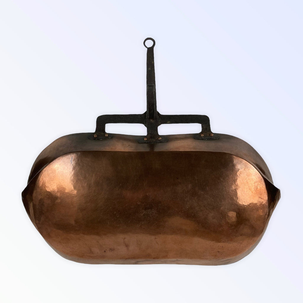 Ancien large lèchefrite cuivre étamé XVIII XIXème