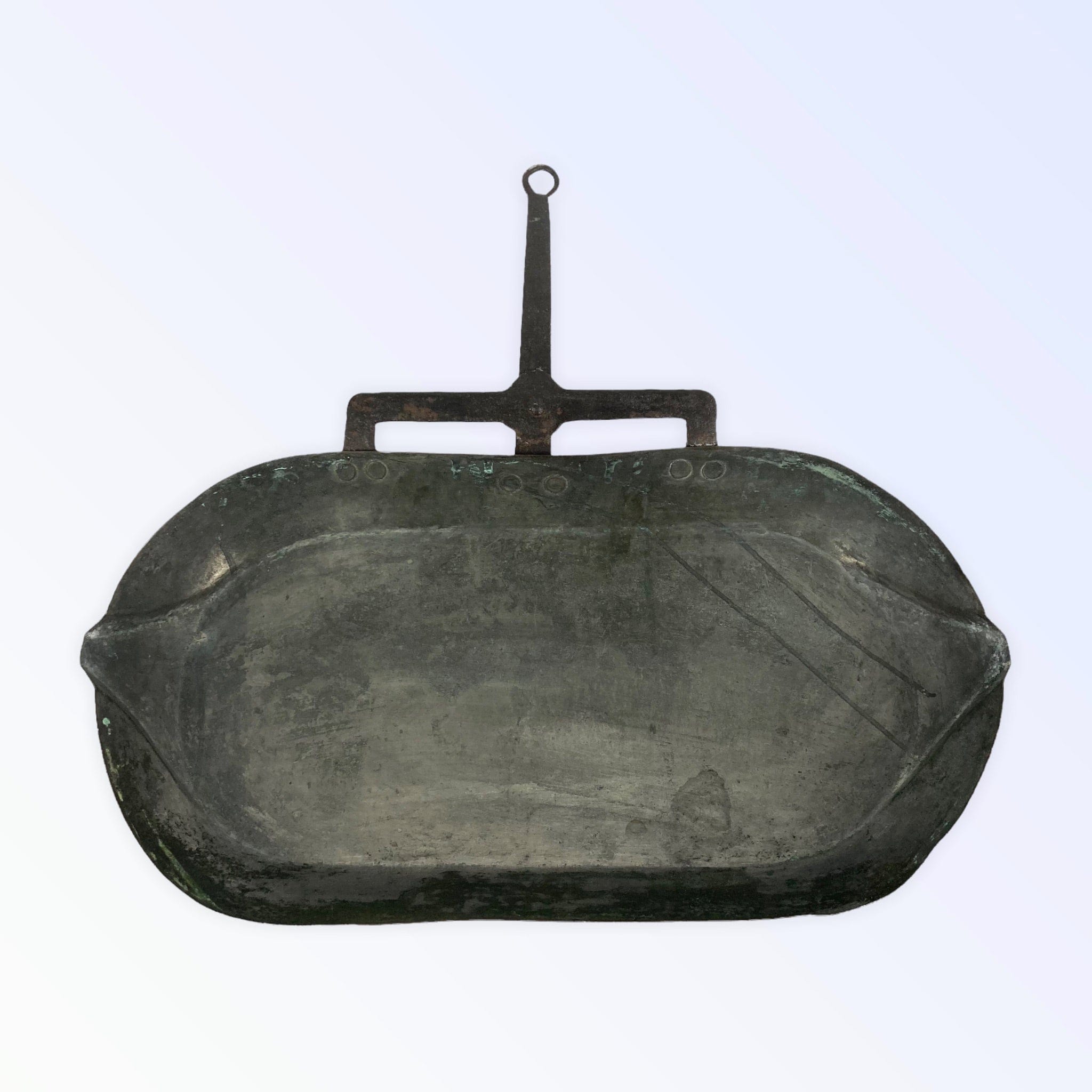 Ancien large lèchefrite cuivre étamé XVIII XIXème