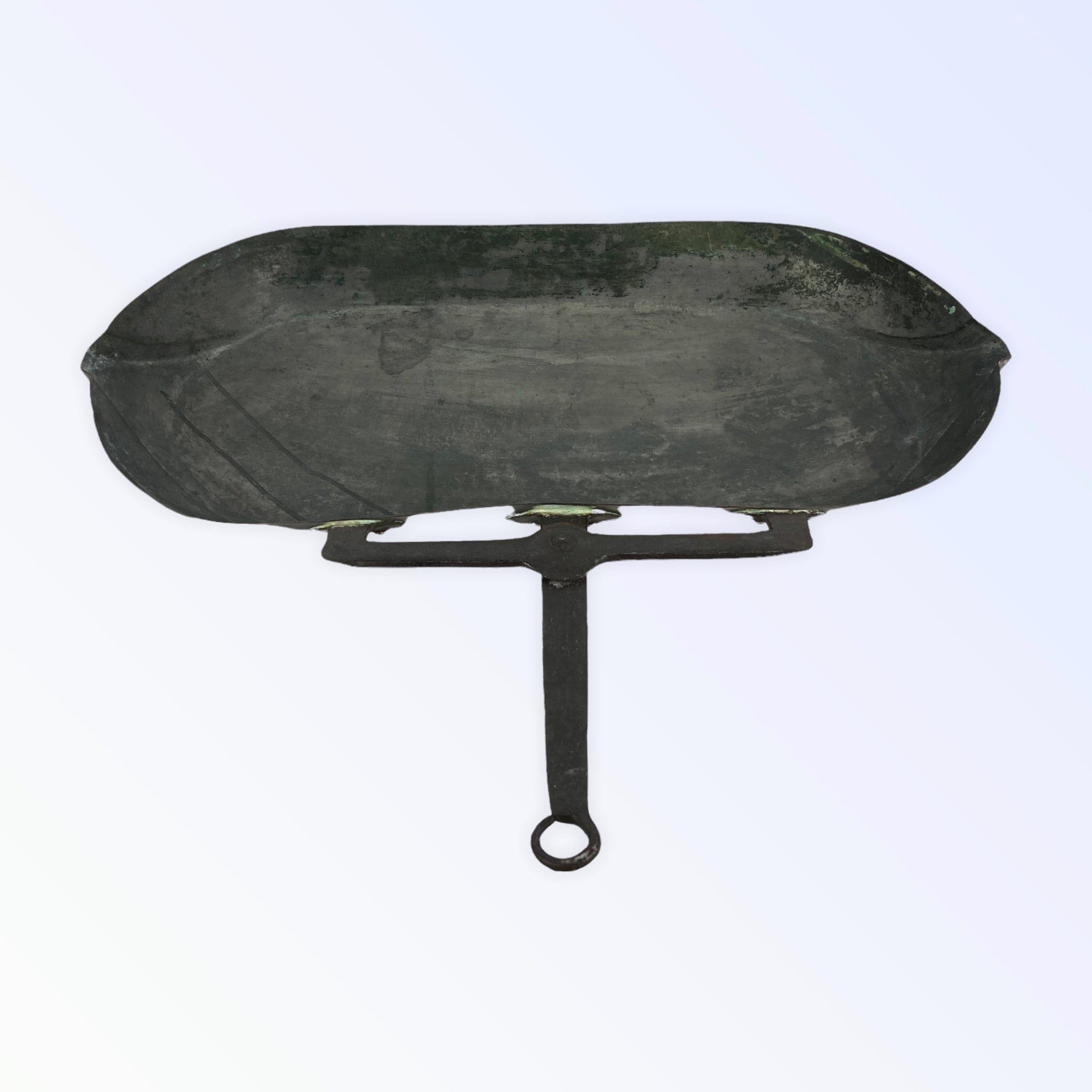 Ancien large lèchefrite cuivre étamé XVIII XIXème