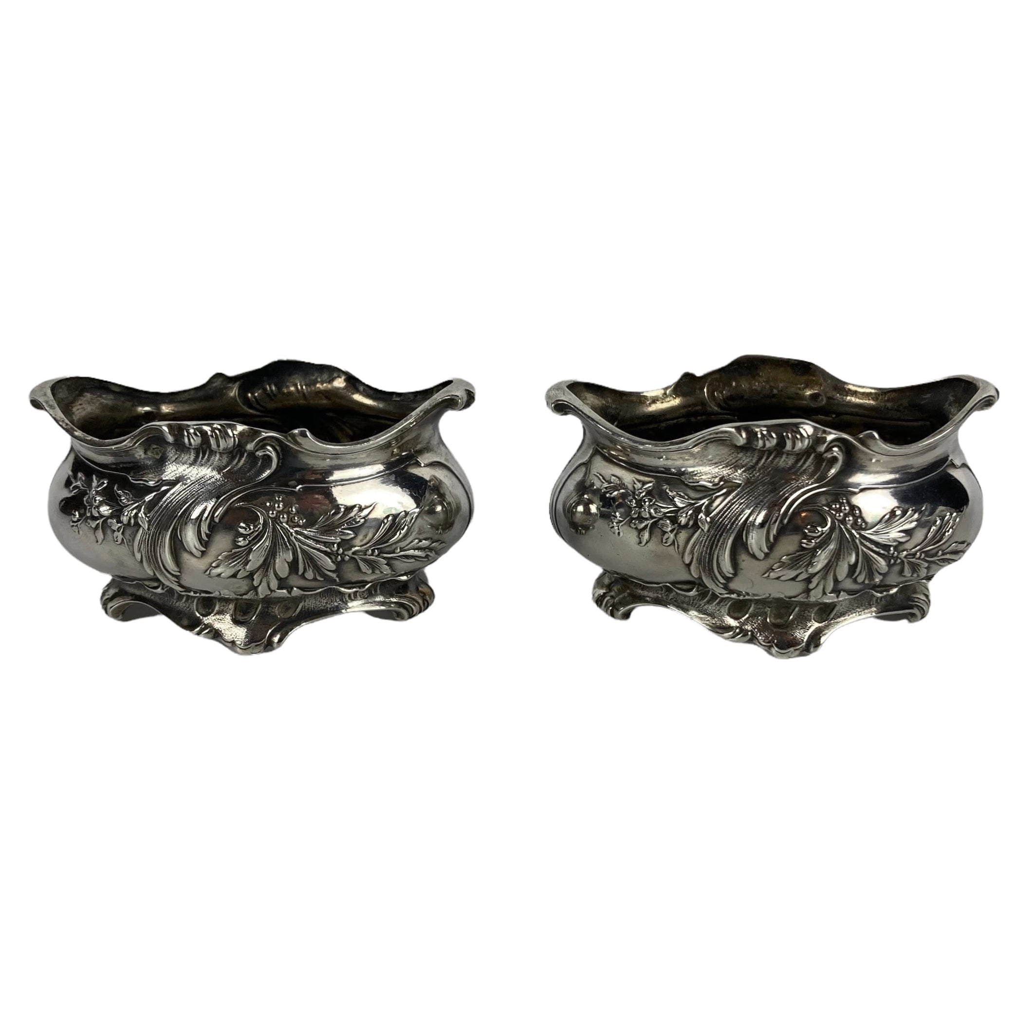 Paire de salerons argent massif fin XIXe.